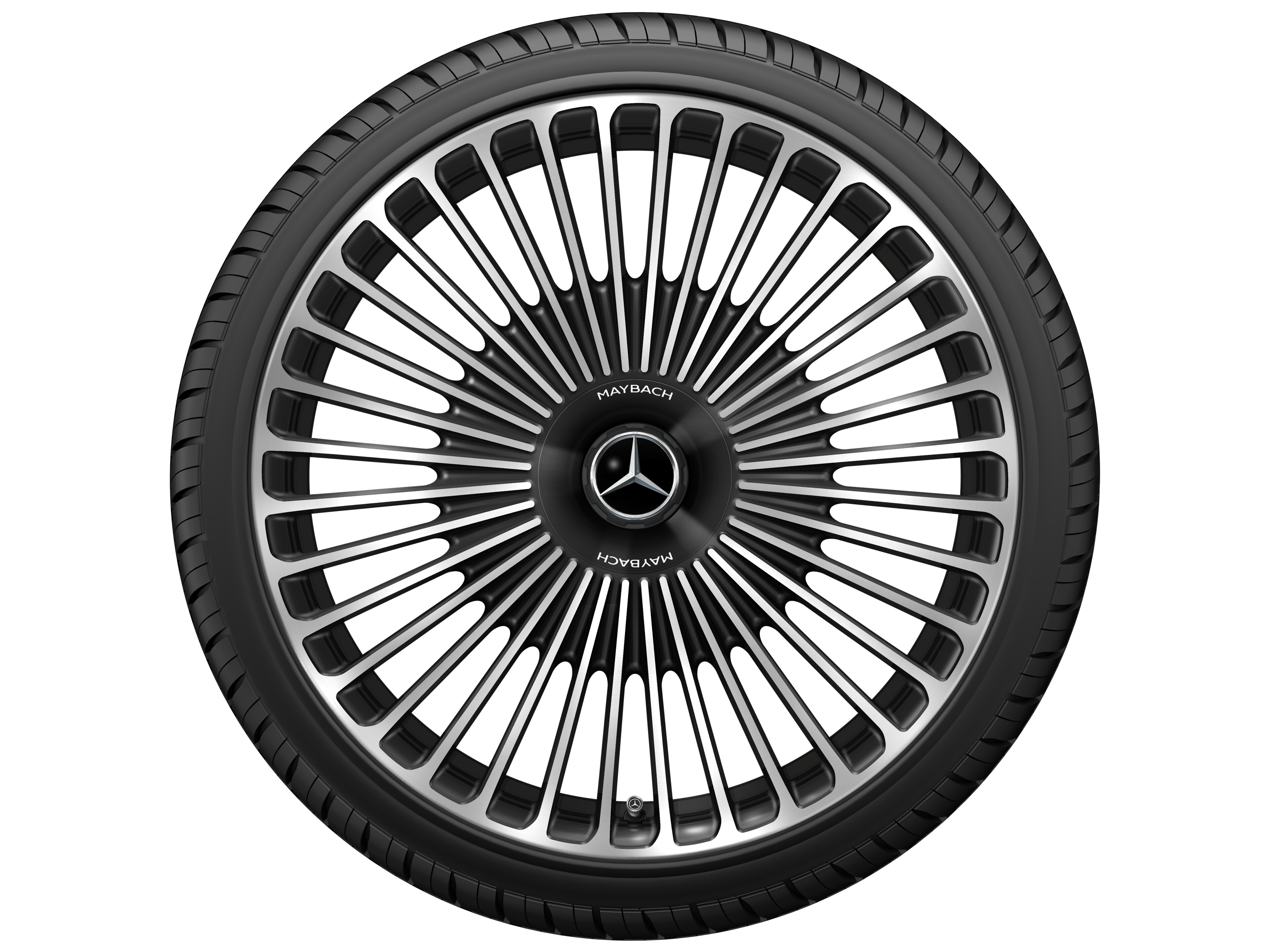Cerchio fucinato AMG con design a razze multiple, 53,3 cm (21 pollici) - 9,5 J x 21 ET 56,1, colore nero, Tornitura a specchio