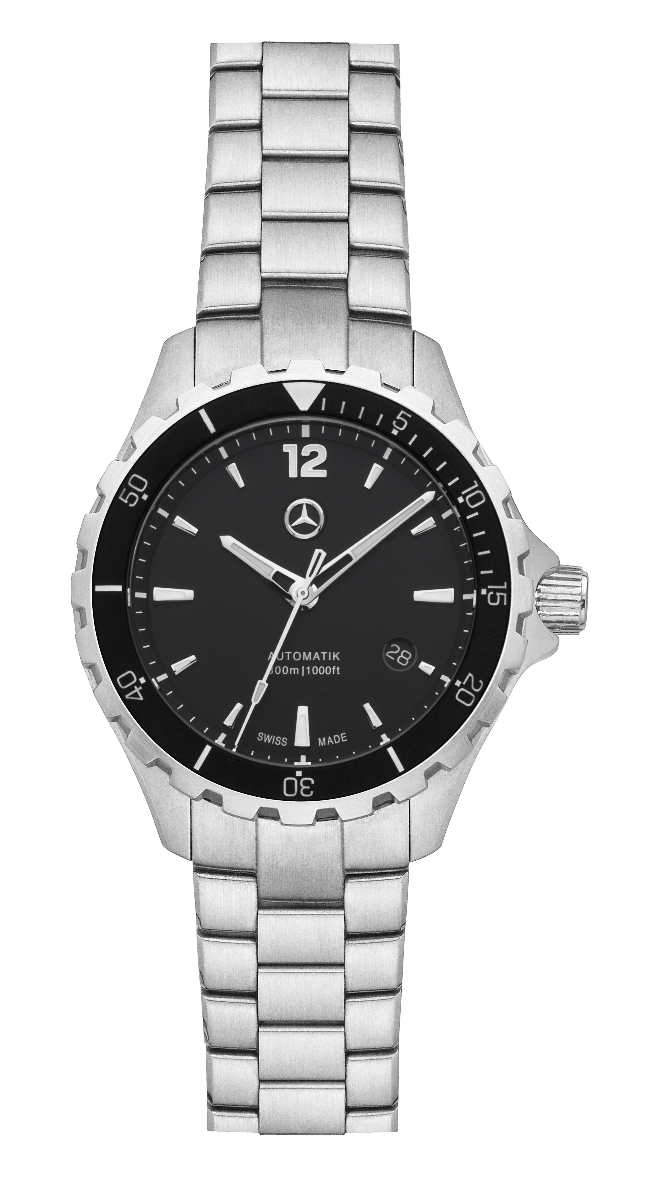 Orologio da polso, Uomo, Mercedes-Benz automatica, Sport - colore nero / argento, acciaio inox / ceramica