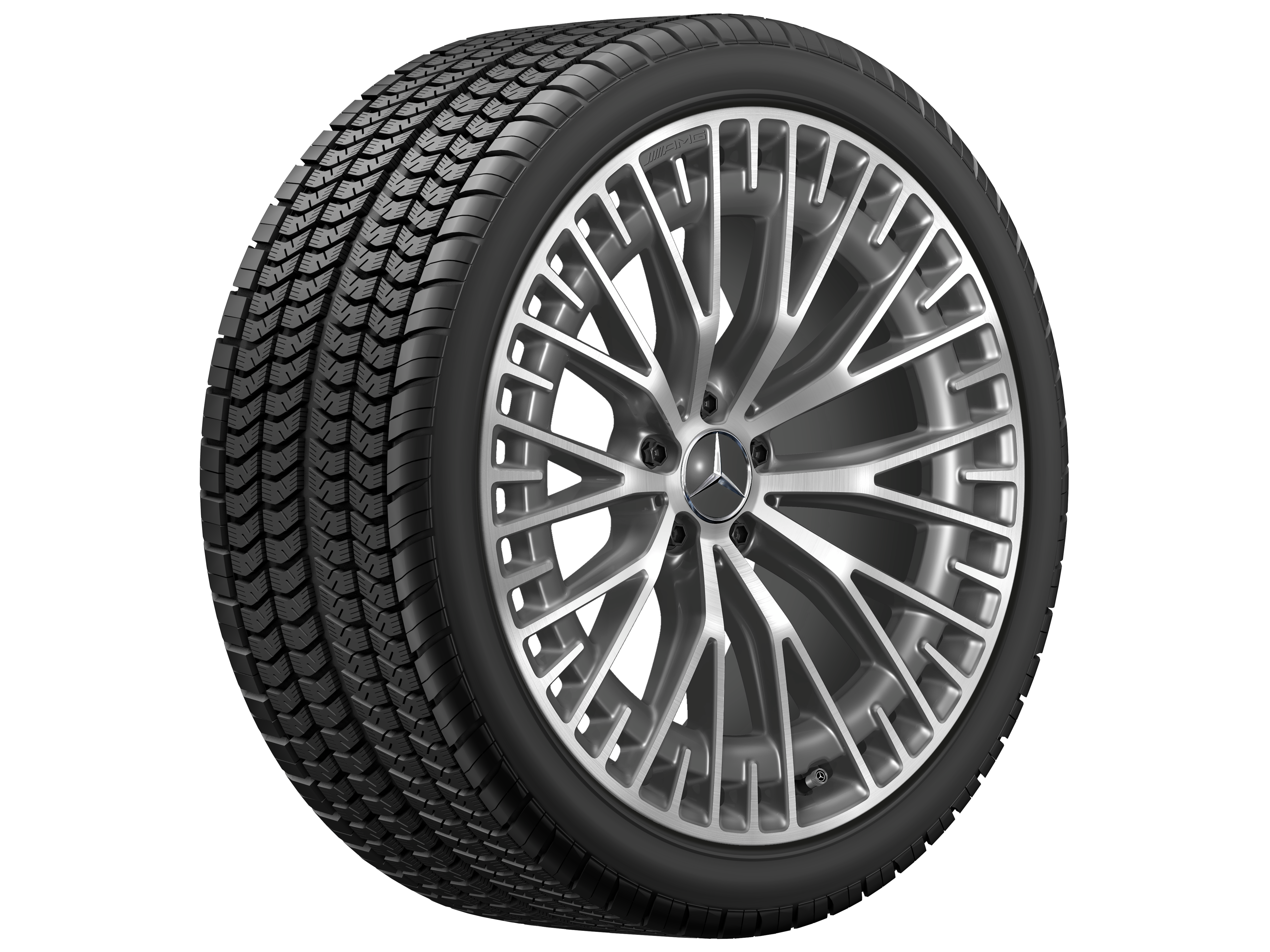 Cerchio a razze AMG, 53,3 cm (21 pollici) - 10 J x 21 ET 47, Grigio tantalio, Tornitura a specchio