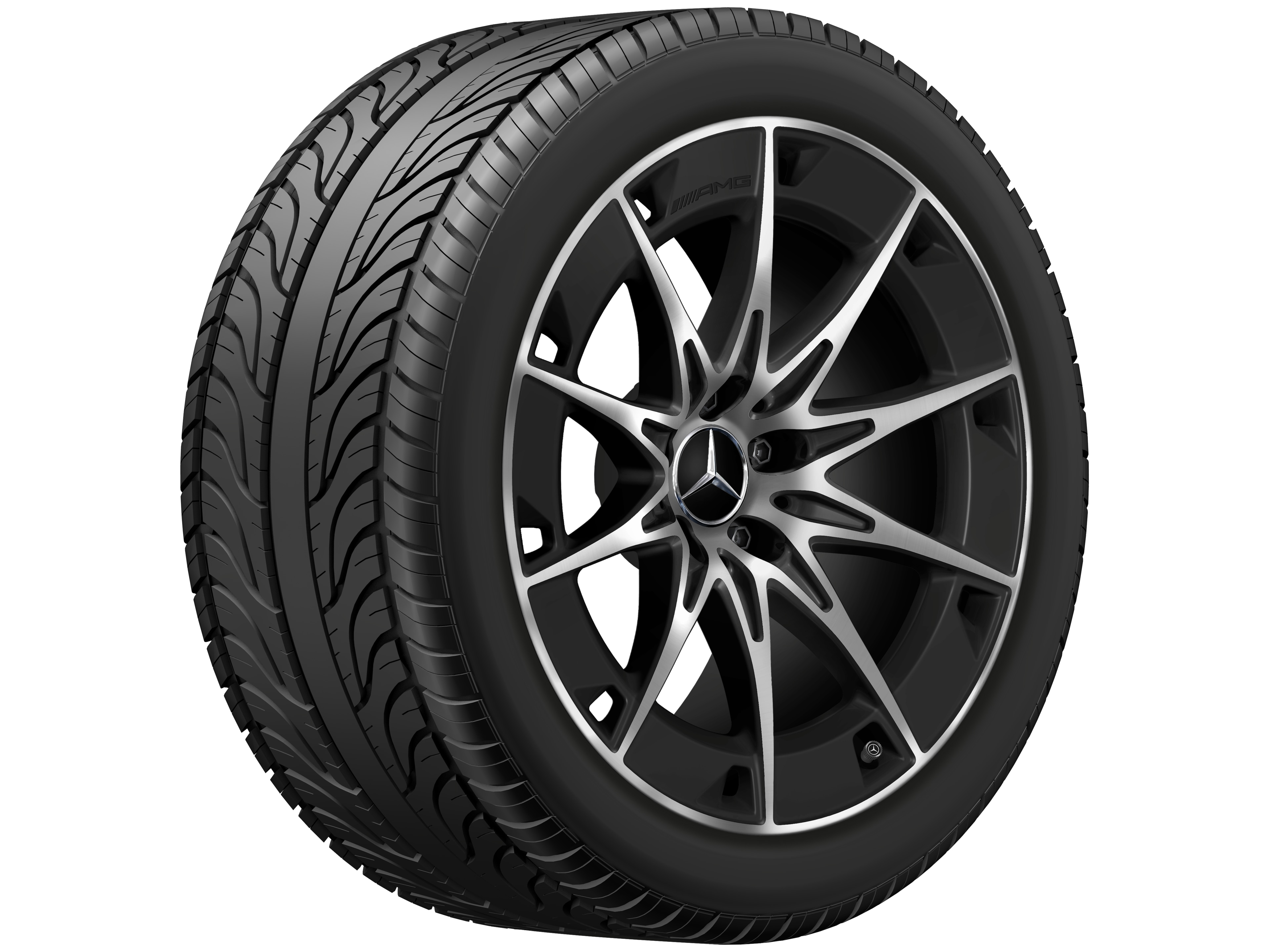 Cerchio a 10 razze AMG, 48,3 cm (19 pollici) - 9,5 J x 19 ET 19, nero opacizzato, Tornitura a specchio