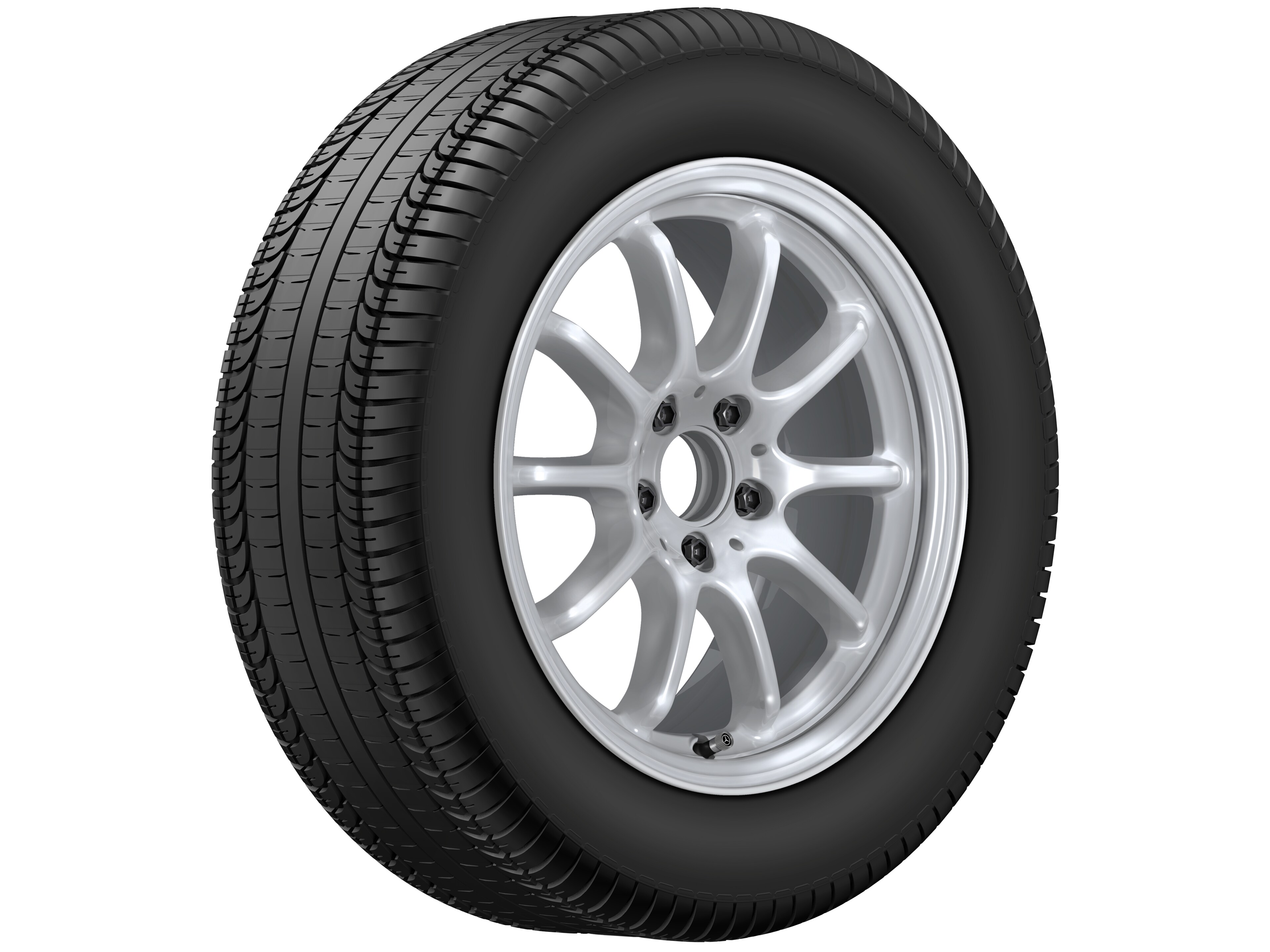 Cerchio a 10 razze, 43,2 cm (17 pollici) - 7,5 J x 17 ET 30, argento vanadio, Tornitura a specchio