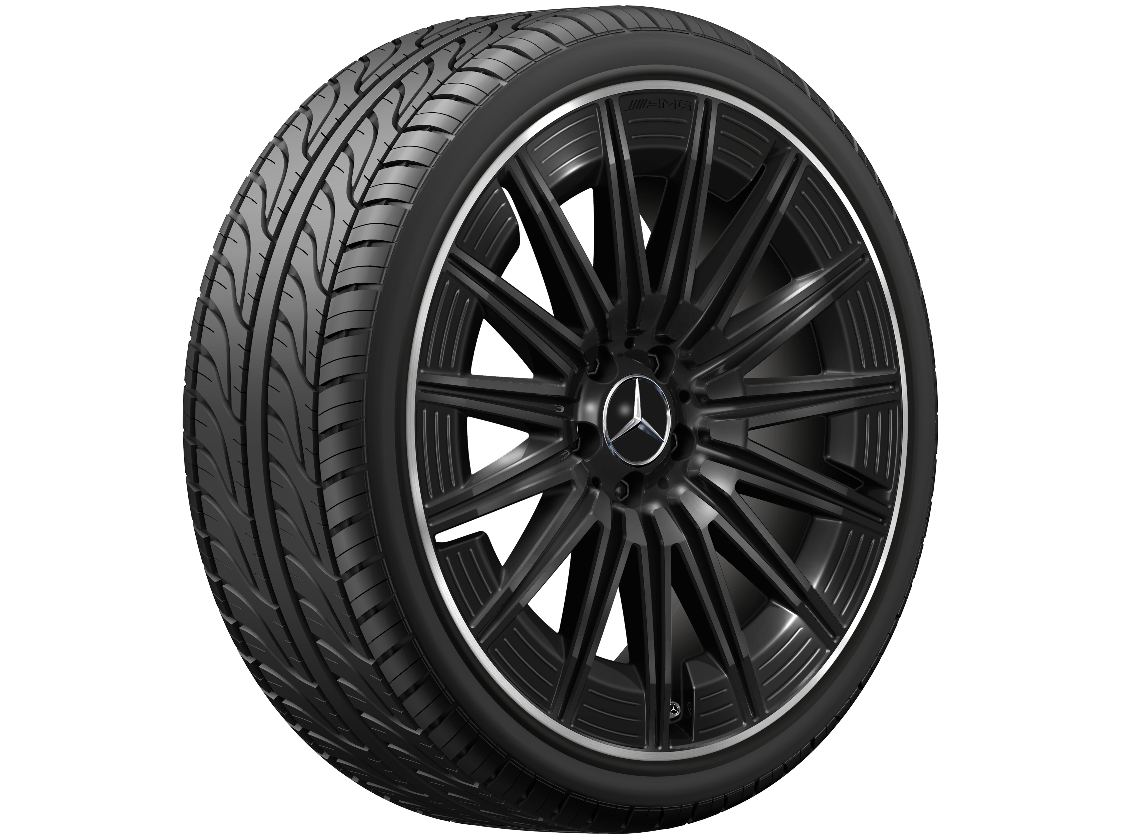 Cerchio a razze AMG, 50,8 cm (20 pollici), Bordo del cerchio tornito a specchio - 9 J x 20 ET 60,5, colore nero, Bordo del cerchio tornito a specchio