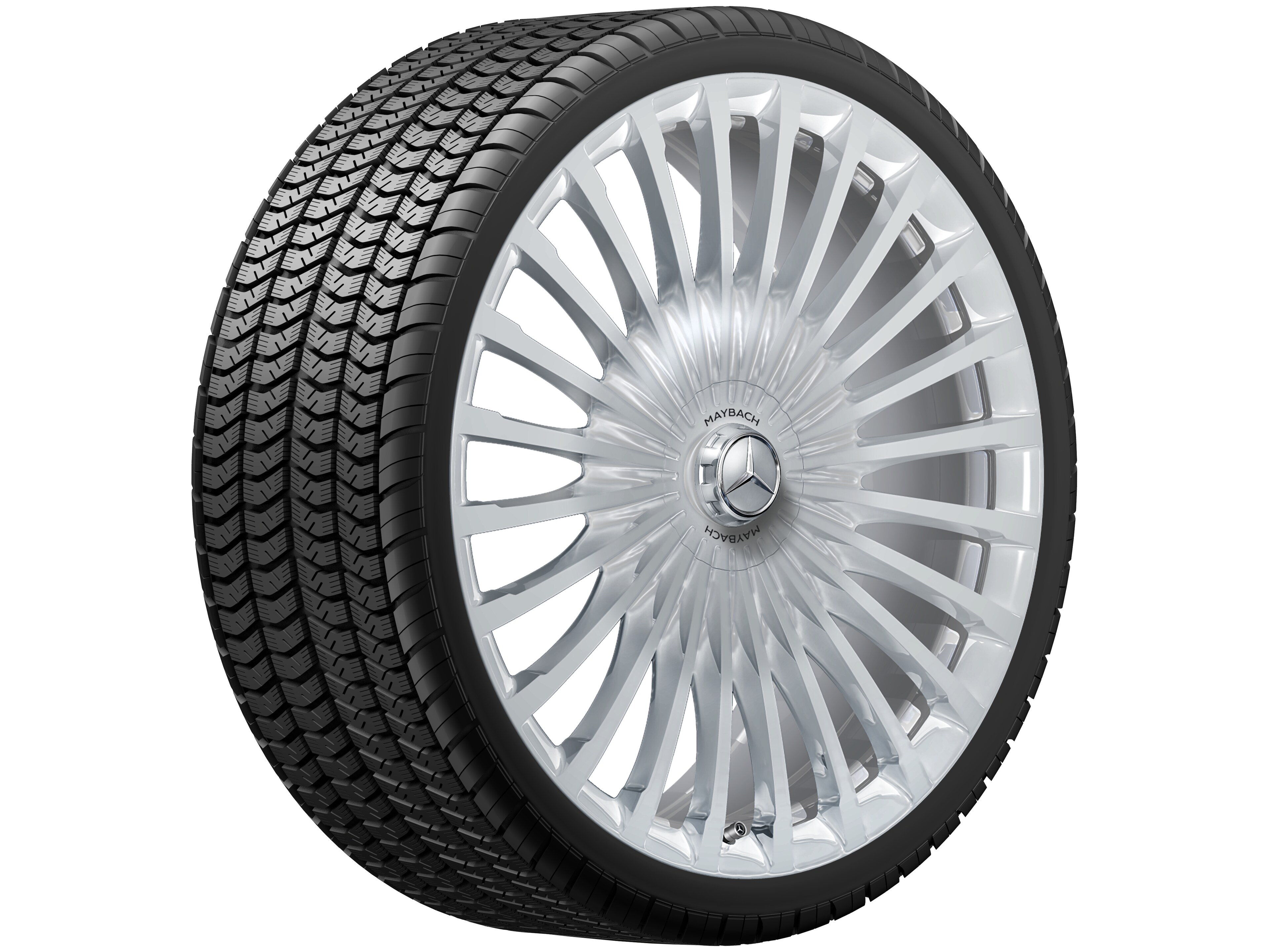 Cerchio a razze multiple, 58,4 cm (23 pollici) - 9,5 J x 23 ET 47, argento, Lucidato