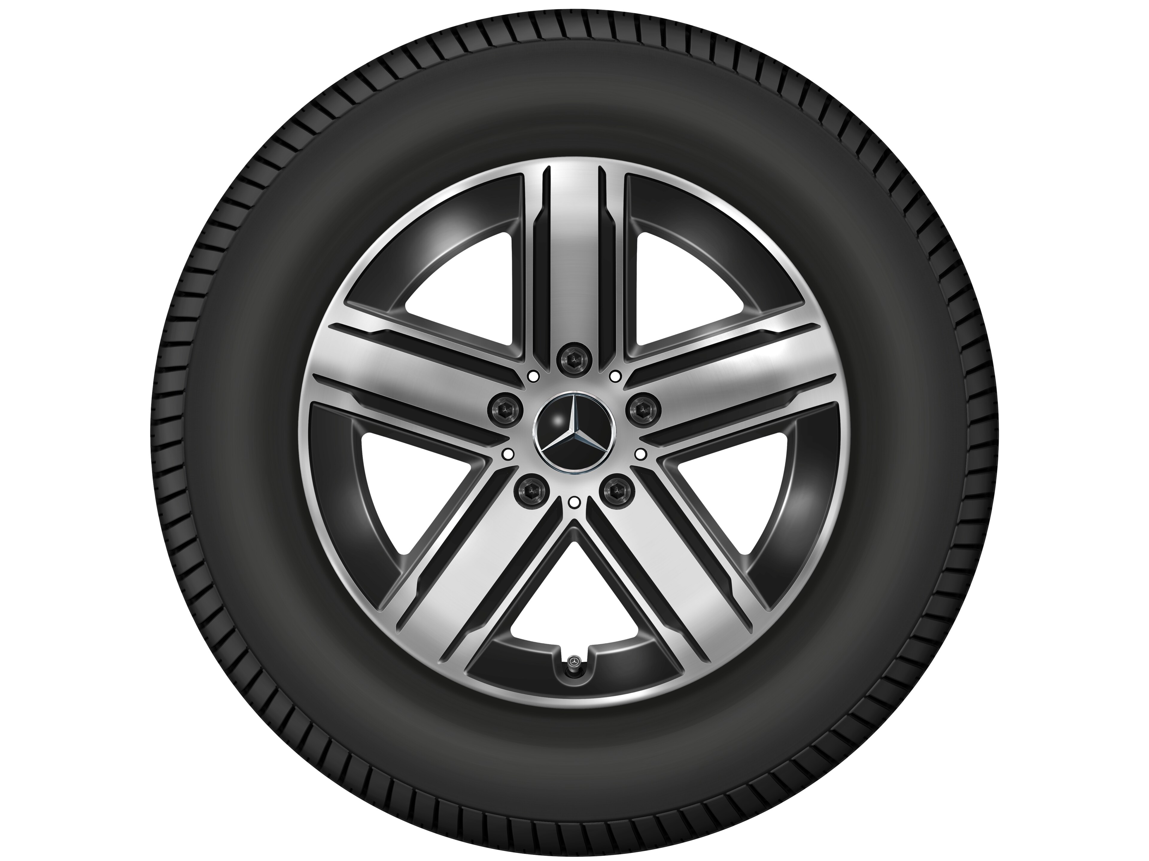 Cerchio a 5 doppie razze - 7,5 J x 18 ET 43, colore nero, Tornitura a specchio