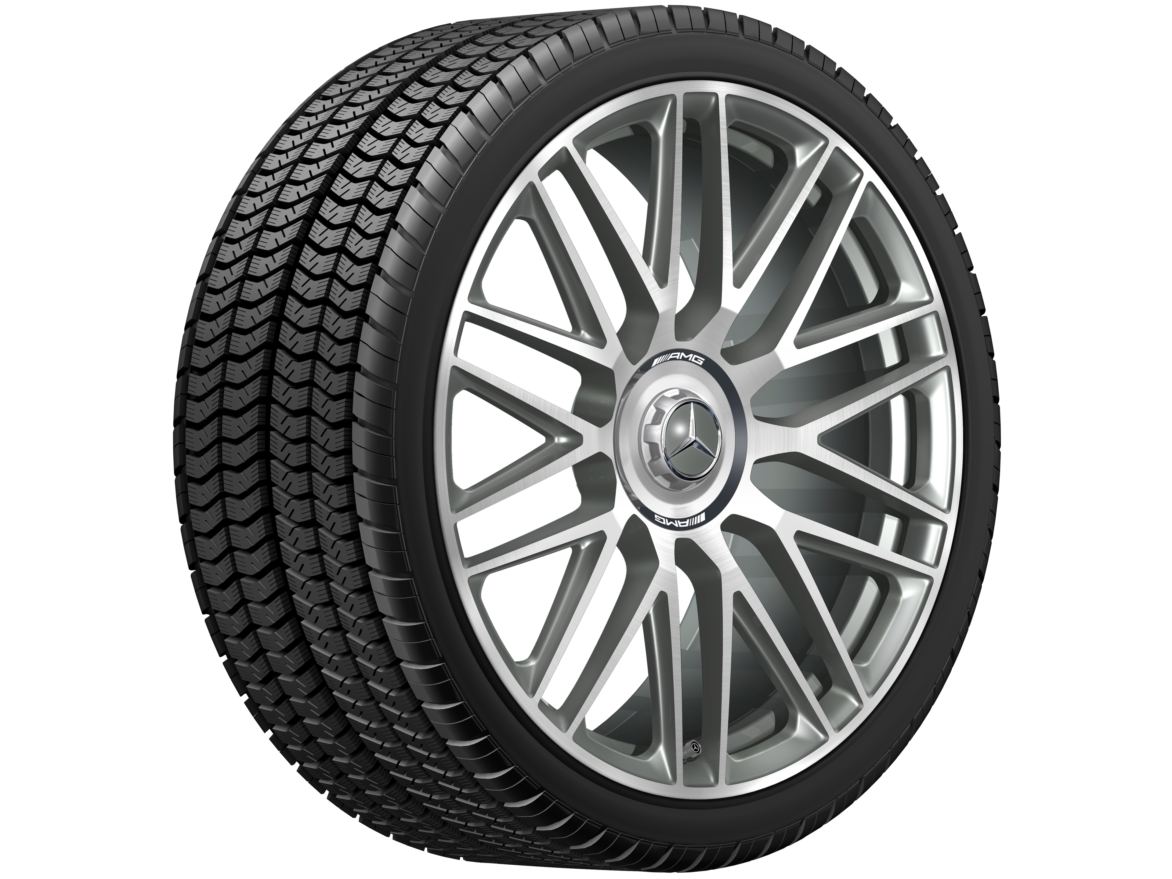 Cerchio fucinato AMG con design a 10 doppie razze, 53,3 cm (21 pollici) - 10,5 J x 21 ET 42, grigio titanio, Tornitura a specchio