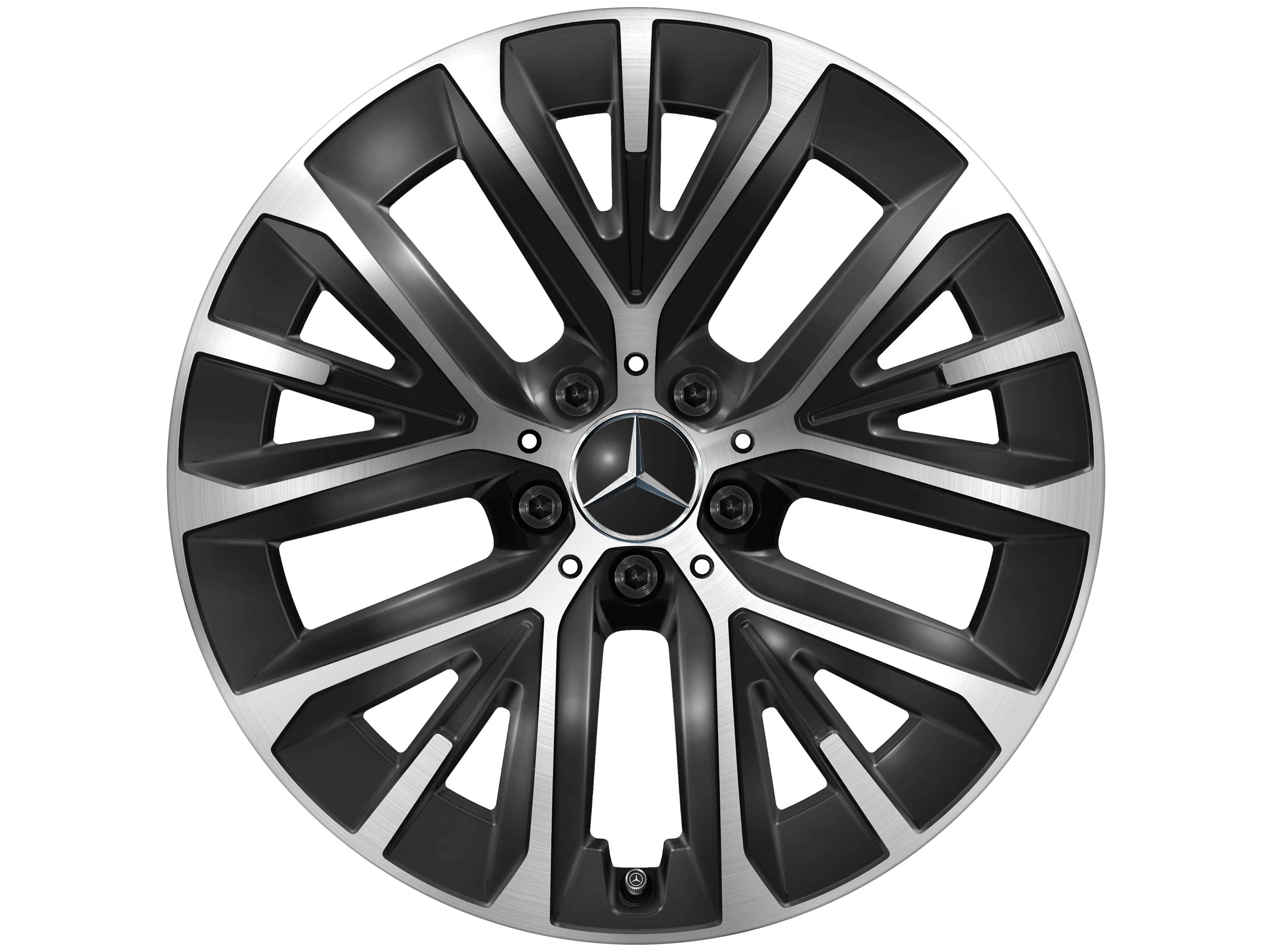 Cerchio a 5 razze Y, Aero, 48,3 cm (19 pollici), con tornitura a specchio - 8,5 J x 19 ET 30, colore nero, Tornitura a specchio