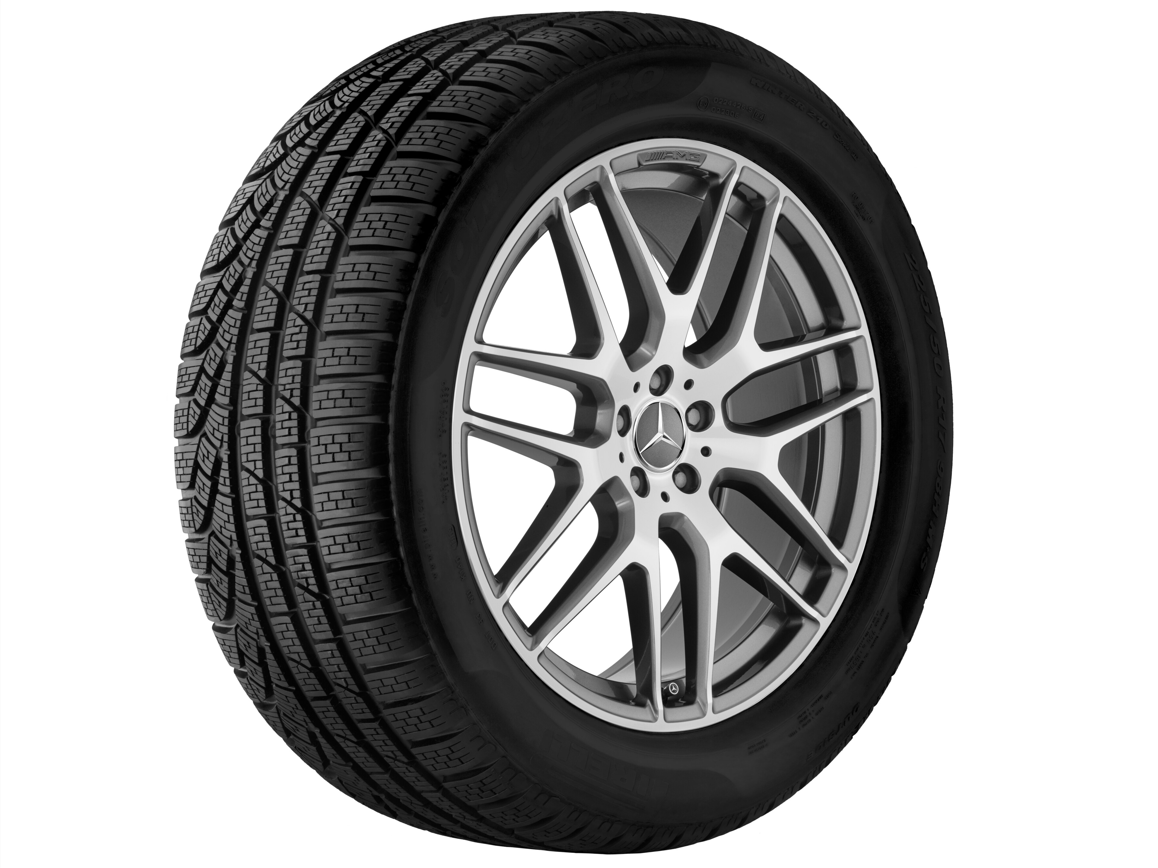 Cerchio in lega leggera AMG, con design a razze incrociate, 55,9 cm (22 pollici) - 10 J x 22 ET 56, grigio titanio, Tornitura a specchio