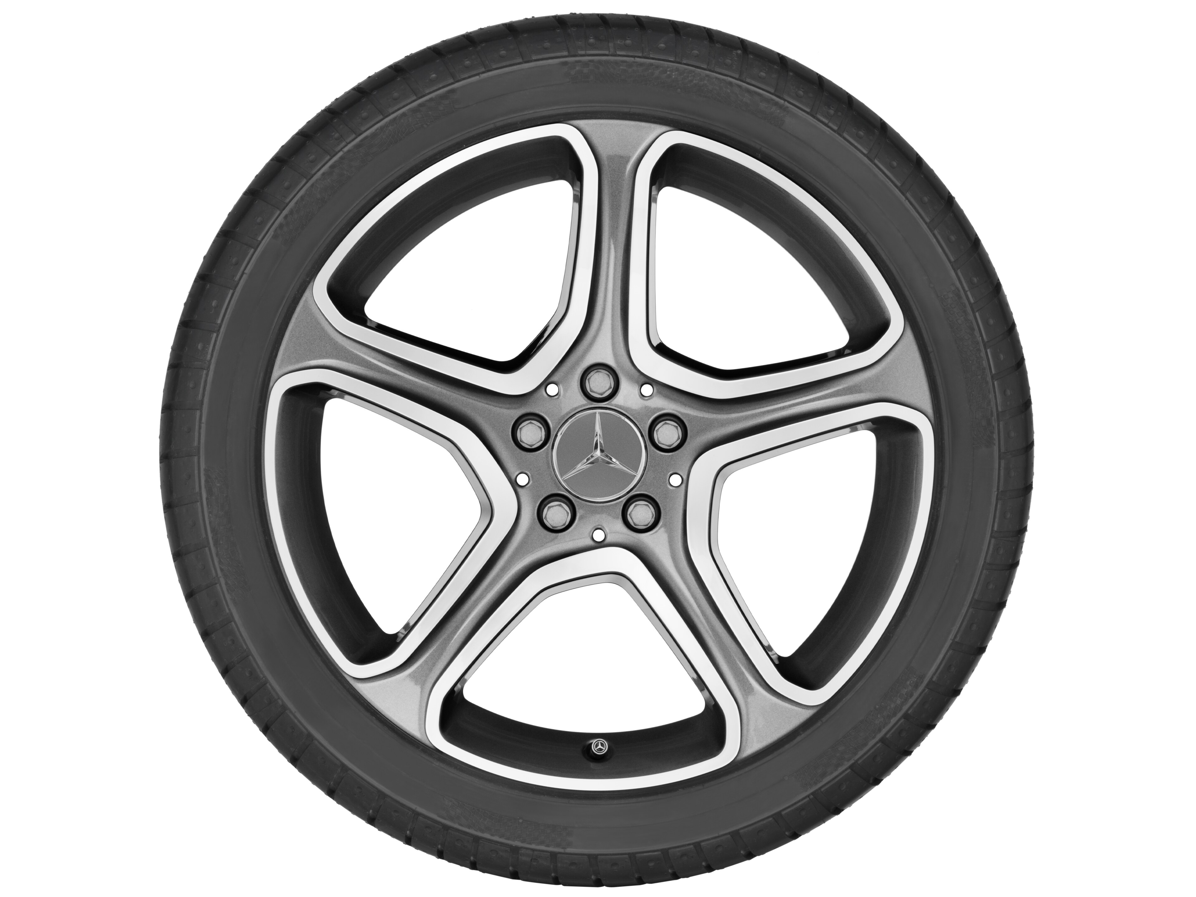 Cerchio a 5 razze, 48,3 cm (19 pollici) - 7,5 J x 19 ET 47, grigio Himalaya, Tornitura a specchio