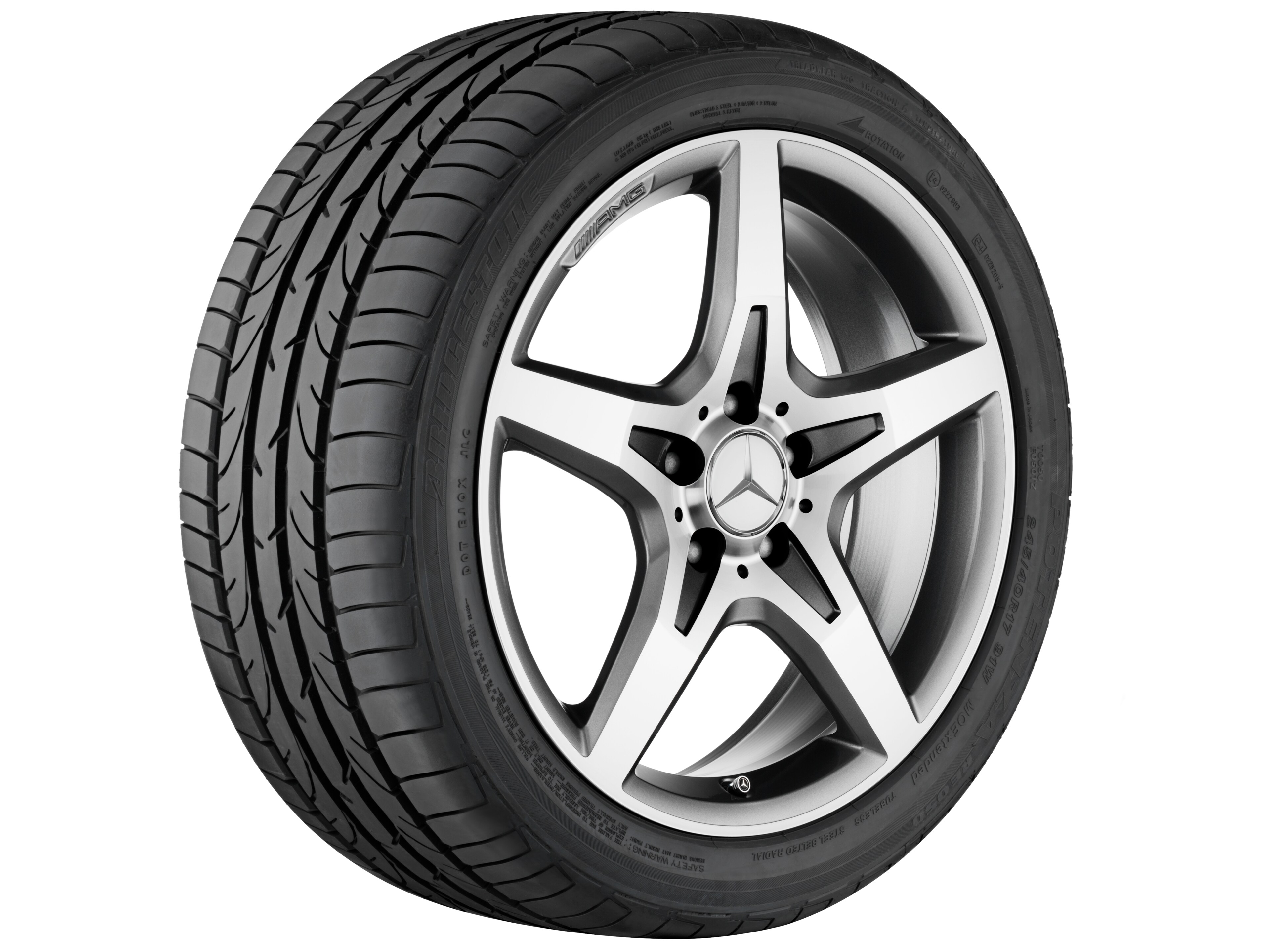 Cerchio a 5 razze AMG, 45,7 cm (18 pollici) - 7,5 J x 18 ET 42, grigio titanio, Tornitura a specchio