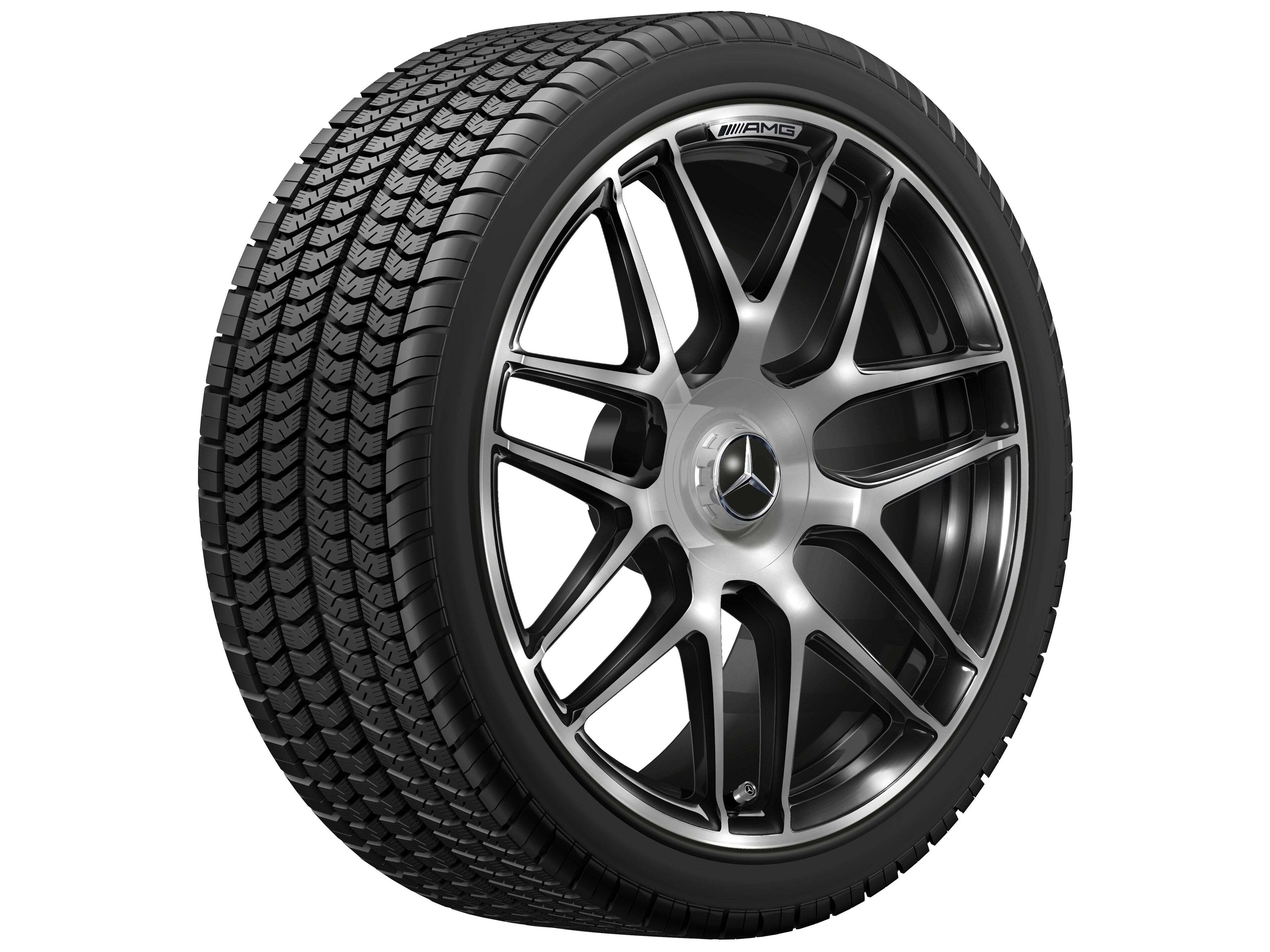 Cerchio fucinato AMG con design a razze incrociate, 50,8 cm (20 pollici), Bordo del cerchio tornito a specchio - 9,5 J x 20 ET 25, dark platin gloss, Bordo del cerchio tornito a specchio