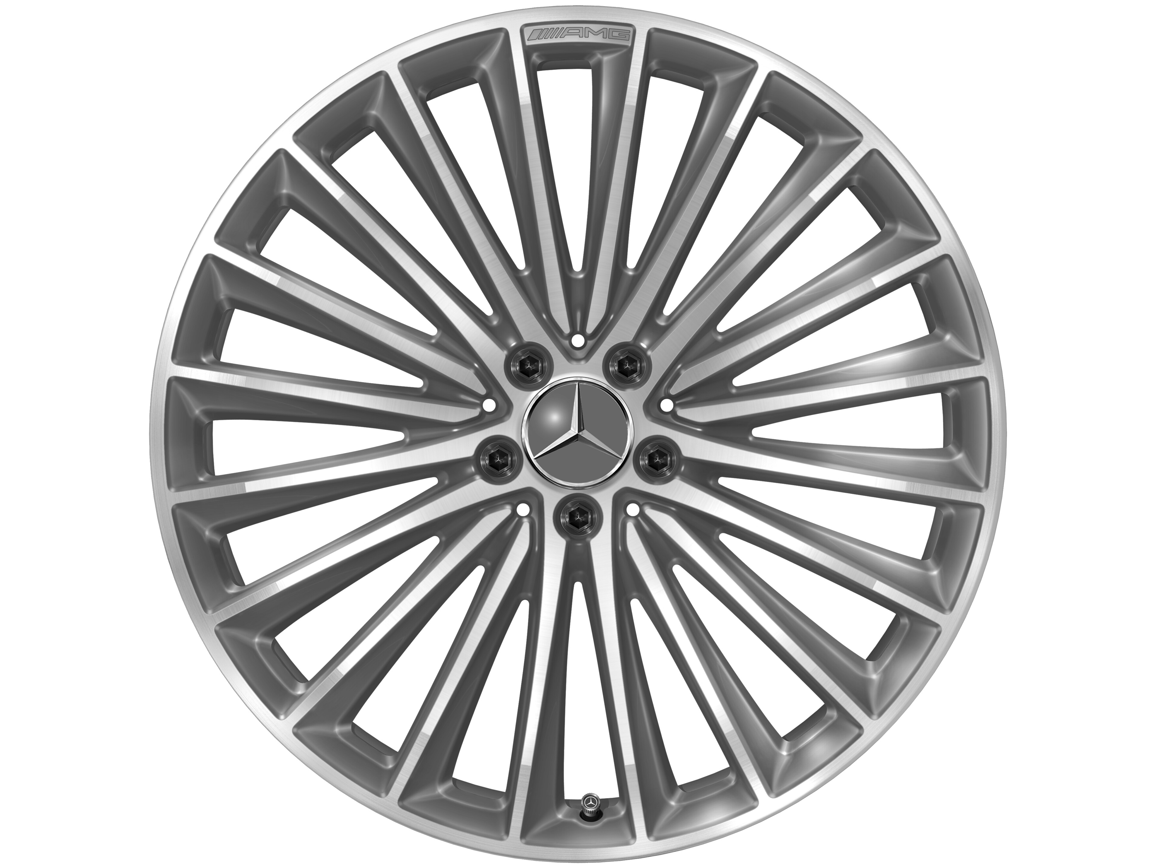 Cerchio in lega leggera AMG, con design a razze multiple, 53,3 cm (21 pollici) - 9 J x 21 ET 50, grigio Himalaya, Tornitura a specchio