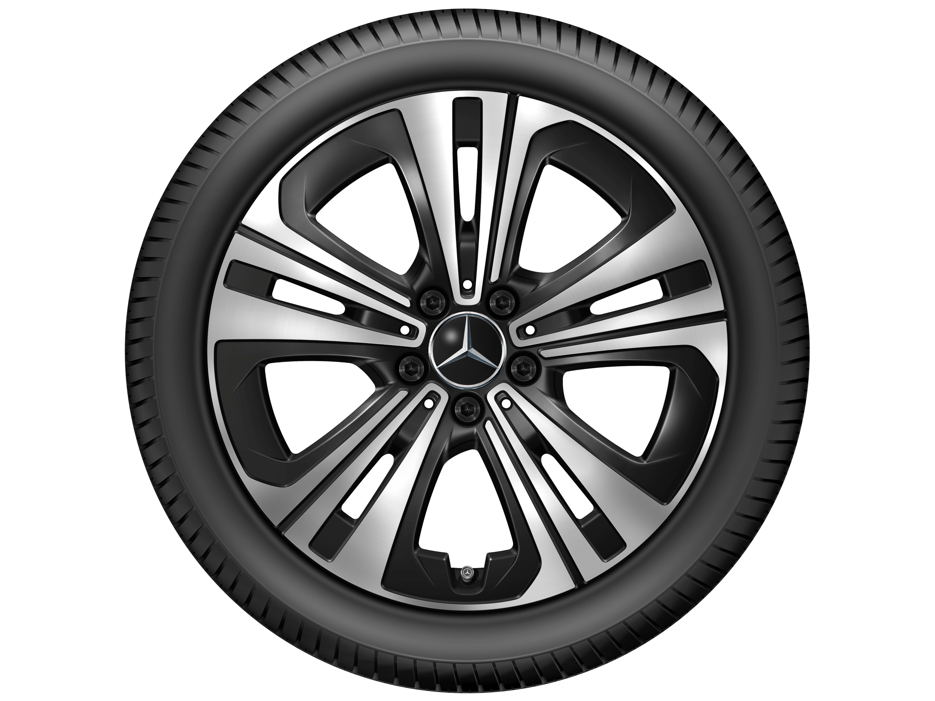 Cerchio a 5 doppie razze, Aero, 45,7 cm (18 pollici) - 7,5 J x 18 ET 48,4, colore nero, Tornitura a specchio