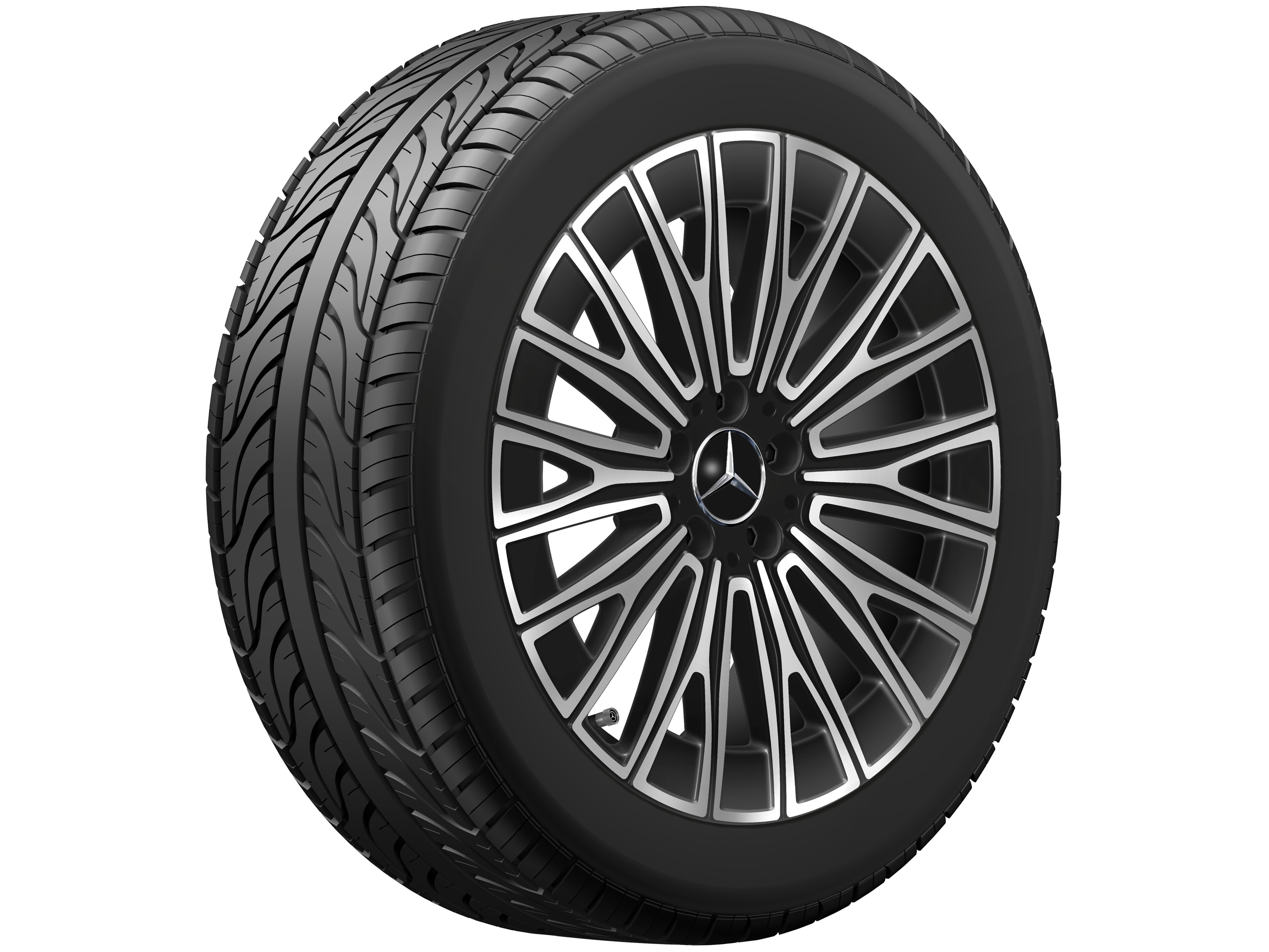 Cerchio con razze Y, Aero, 48,3 cm (19 pollici) - 9 J x 19 ET 58,6, colore nero, Tornitura a specchio