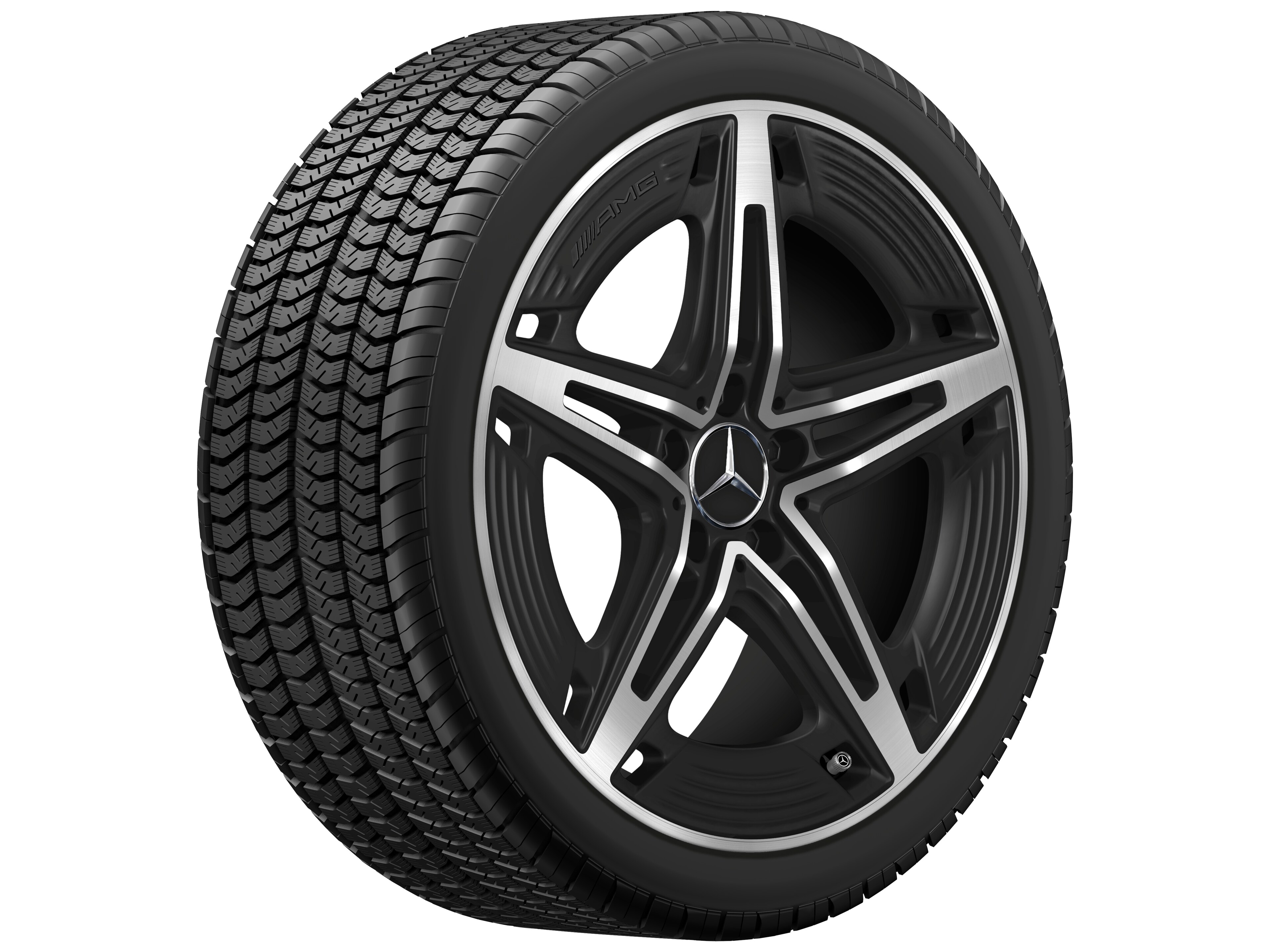 Cerchio a 5 razze AMG, 48,3 cm (19 pollici) - 8,5 J x 19 ET 55,2, nero opacizzato, Tornitura a specchio