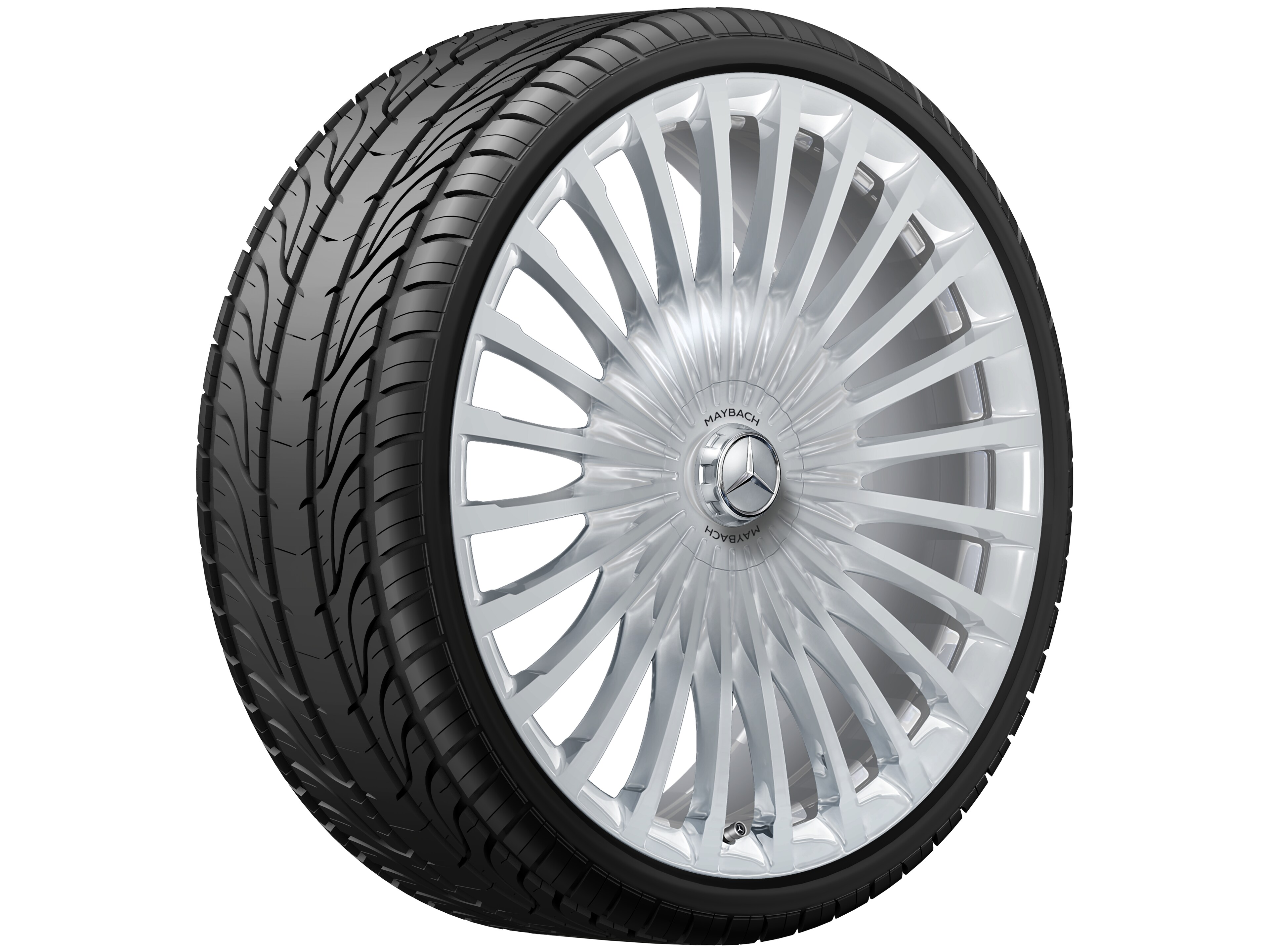 Cerchio a razze multiple, 58,4 cm (23 pollici) - 9,5 J x 23 ET 47, argento, Lucidato