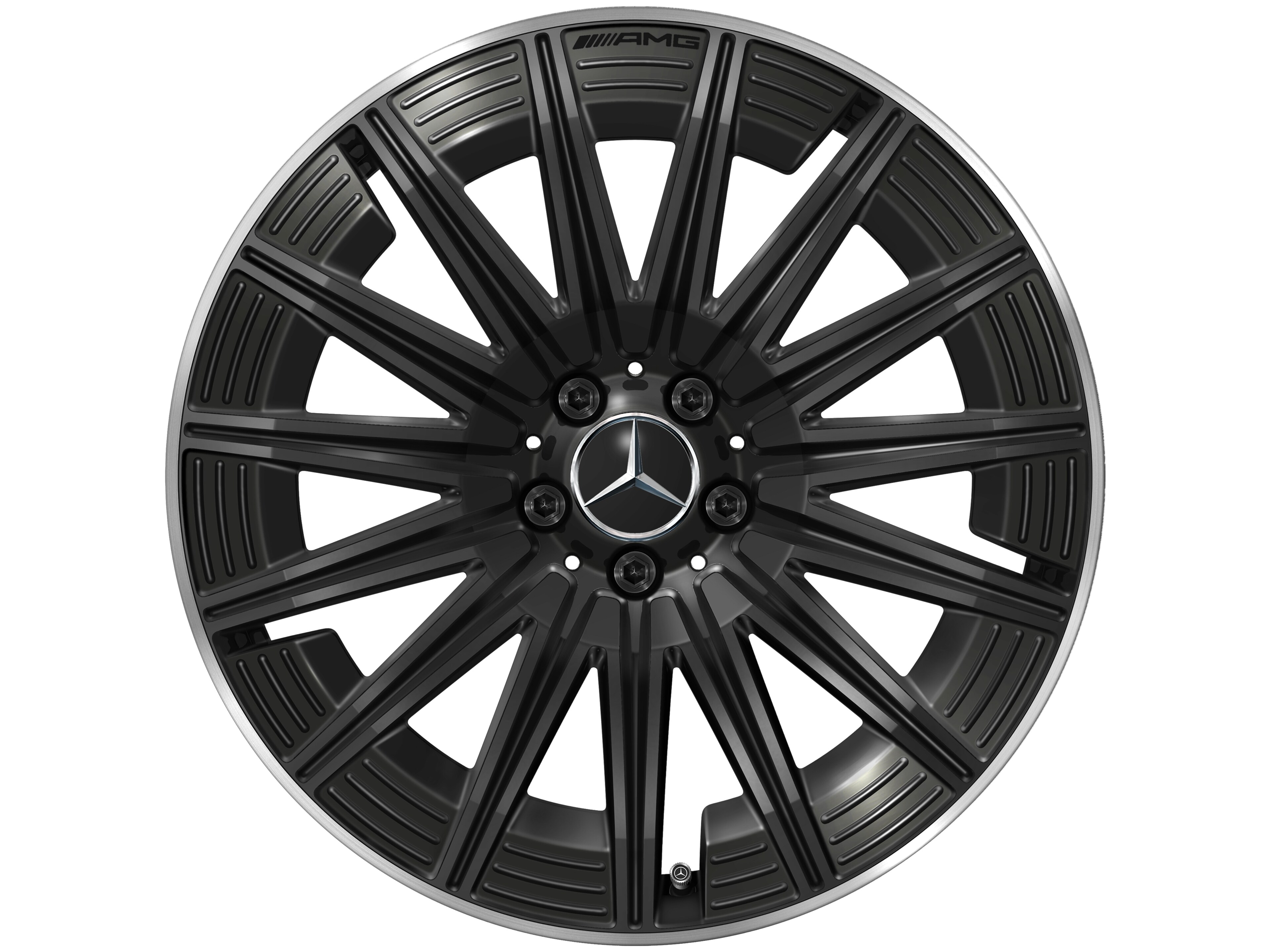 Cerchio a razze AMG, 50,8 cm (20 pollici), Bordo del cerchio tornito a specchio - 9 J x 20 ET 60,5, colore nero, Bordo del cerchio tornito a specchio