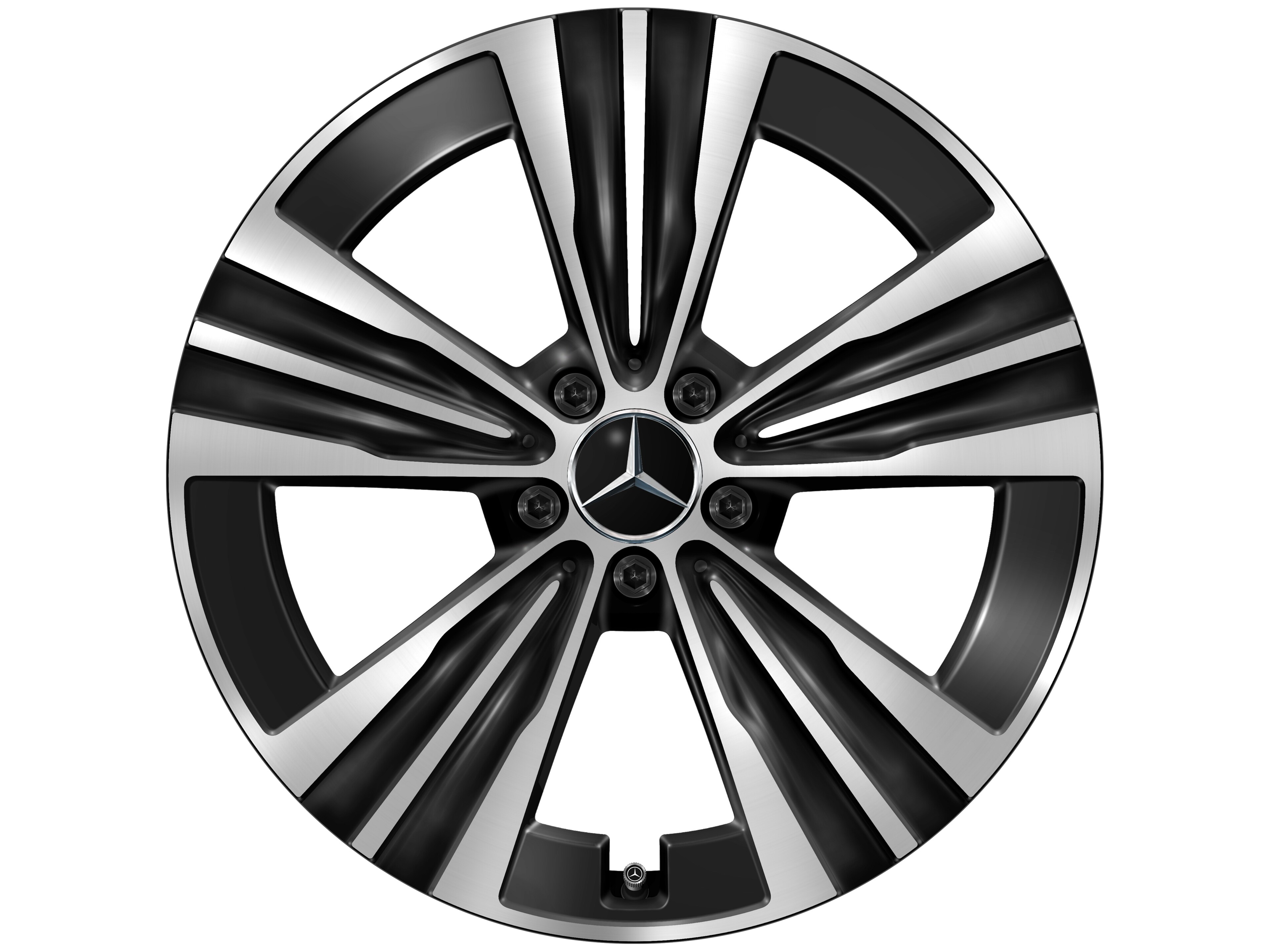 Cerchio a 5 fori, Aero, 48,3 cm (19 pollici) - 7,5 J x 19 ET 48,4, colore nero, Tornitura a specchio
