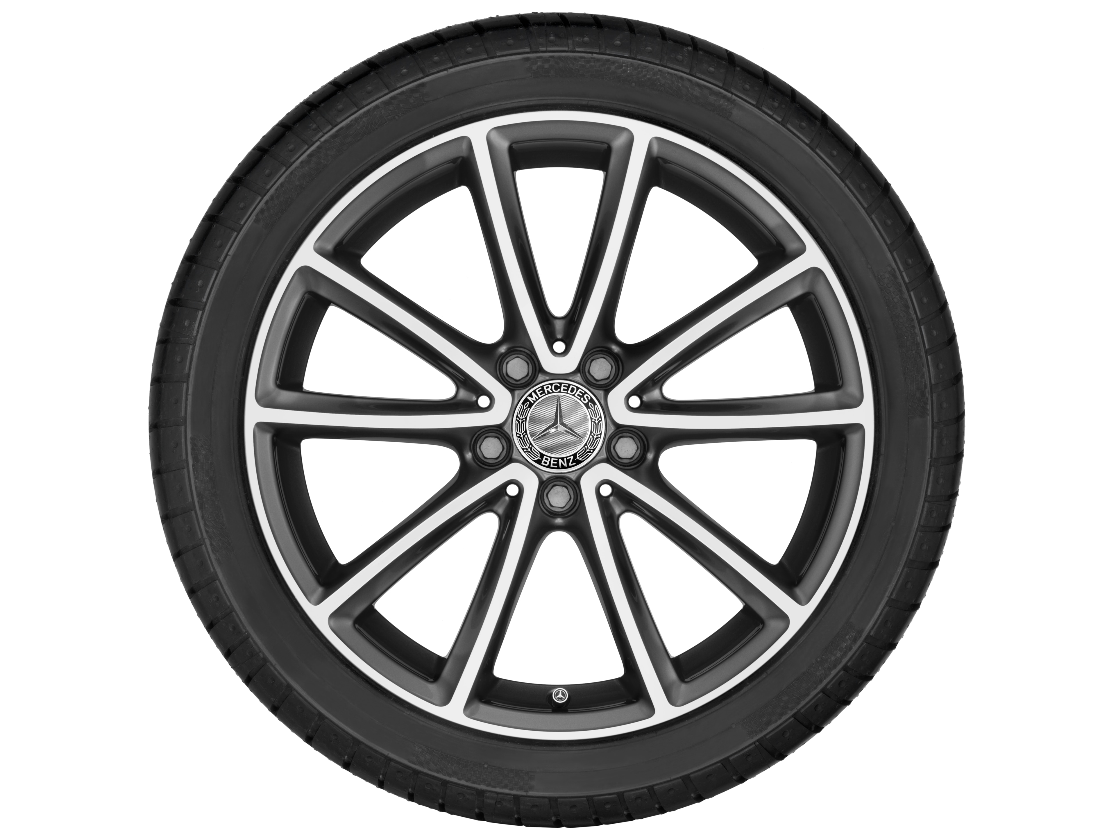 Cerchio a 5 doppie razze, 45,7 cm (18 pollici), con tornitura a specchio - 7,5 J x 18 ET 42, grigio tremolite metallizzato, Tornitura a specchio