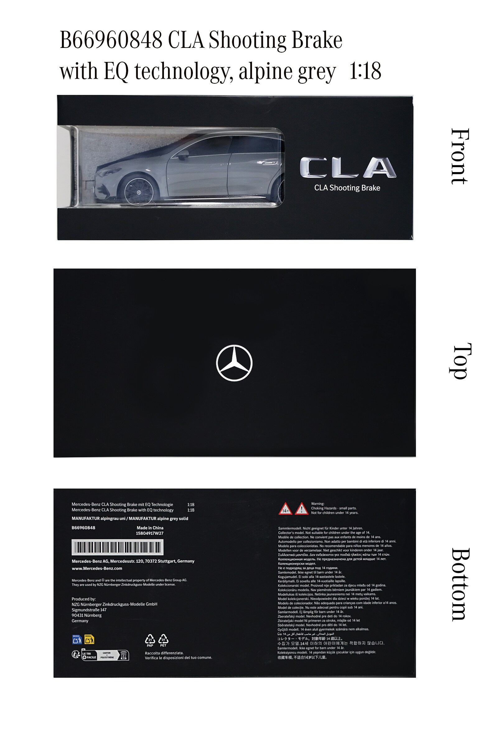 CLA, Shooting Brake, X174 - Grigio Alpi standard MANUFAKTUR, NZG, 1:18