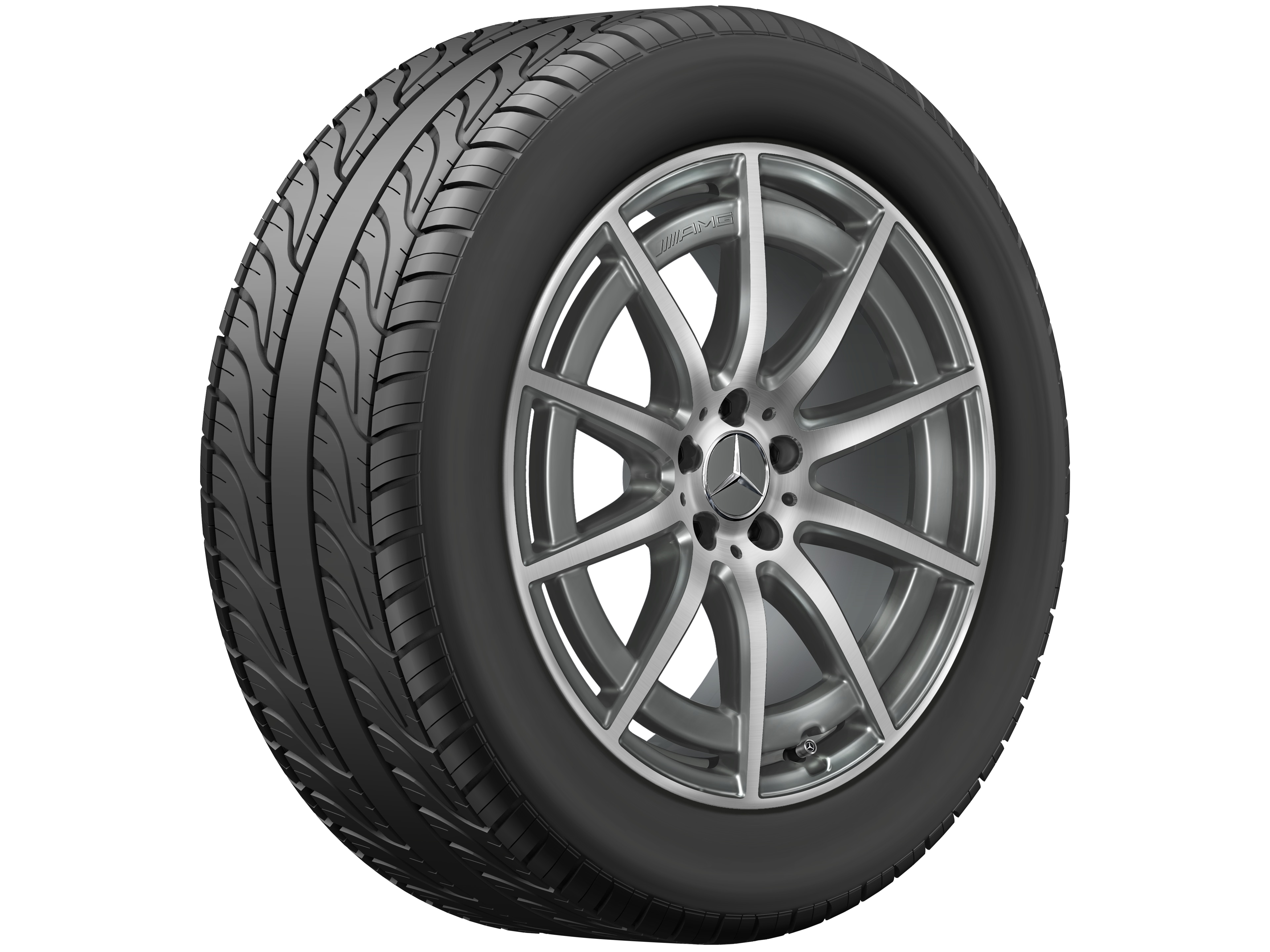 Cerchio a 10 razze AMG, 50,8 cm (20 pollici) - 9,5 J x 20 ET 45, Grigio tantalio, Tornitura a specchio