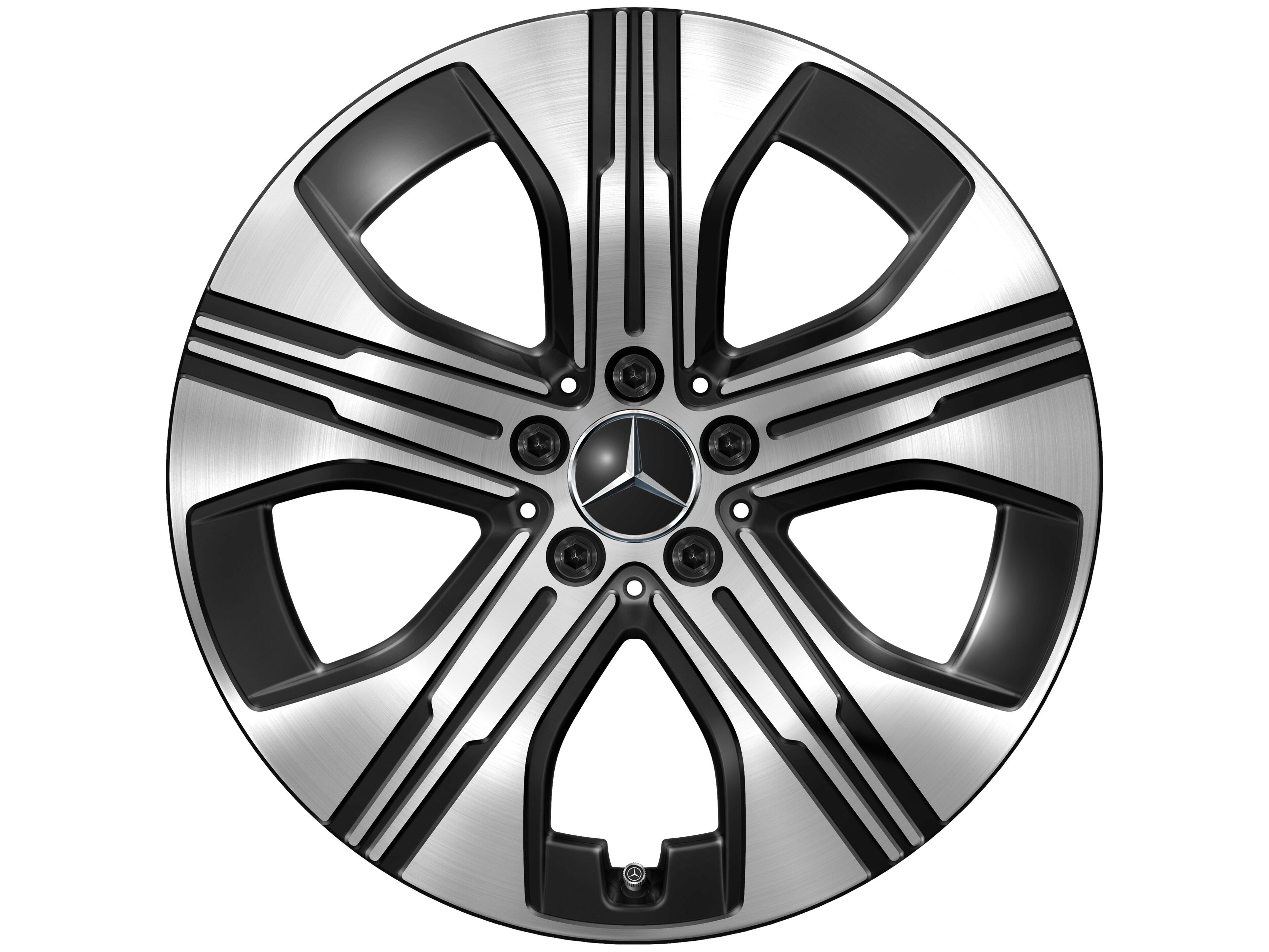 Cerchio a 5 fori, 48,3 cm (19 pollici) - 7,5 J x 19 ET 53,5, colore nero, Tornitura a specchio