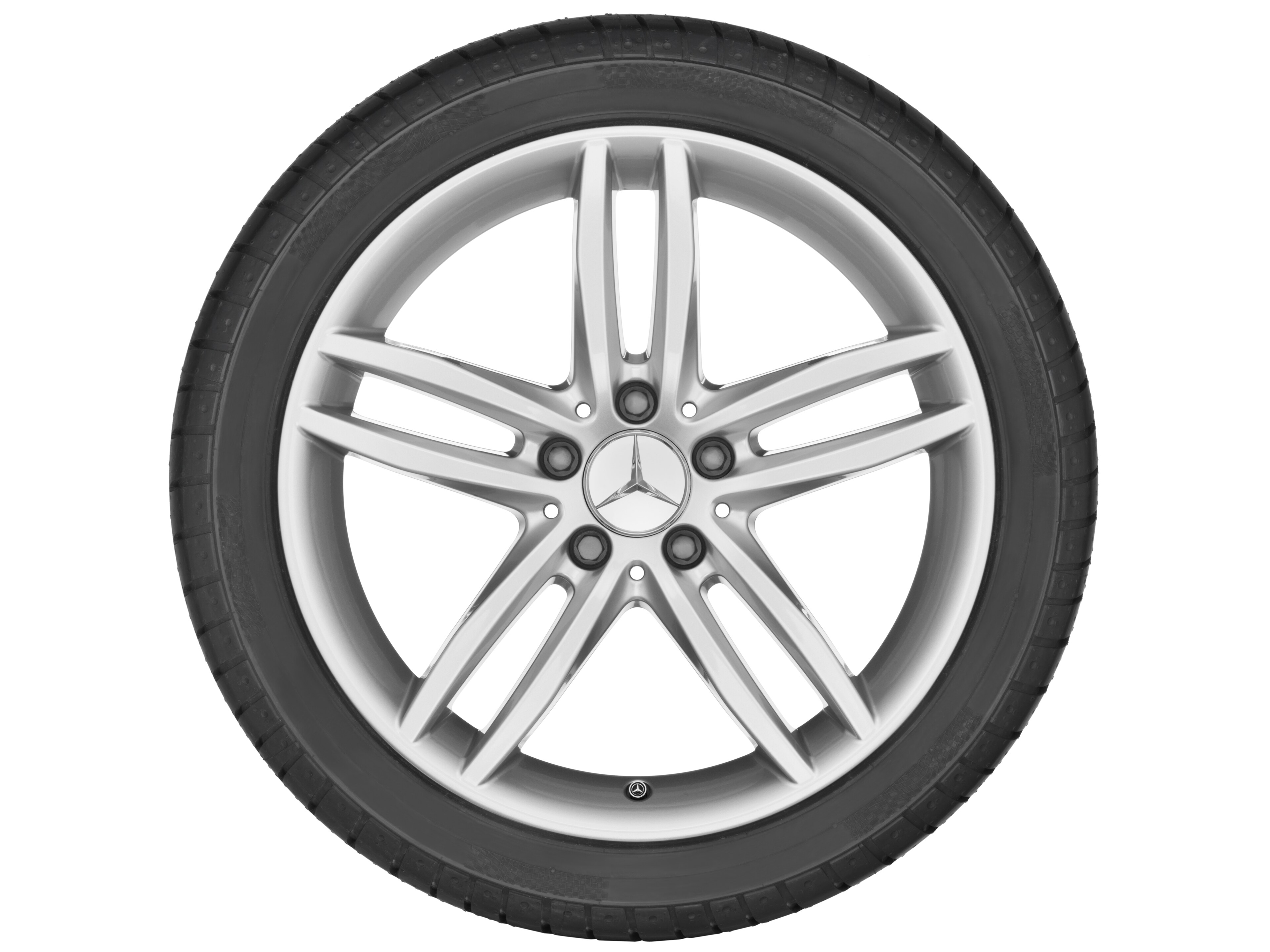 Cerchio a 5 doppie razze, 45,7 cm (18 pollici) - 8,5 J x 18 ET 36, argento vanadio, verniciato