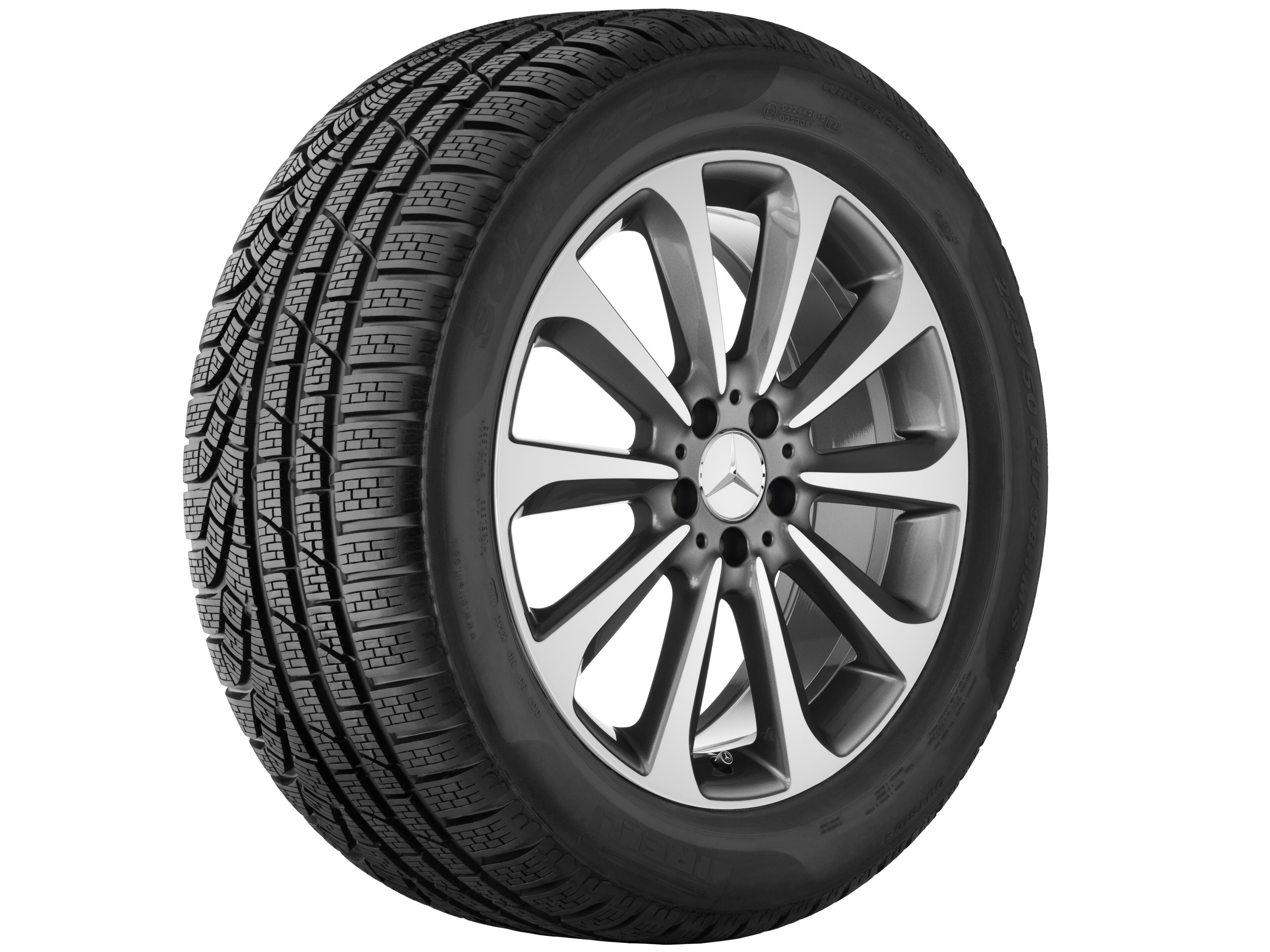 Cerchio a 10 razze, 48,3 cm (19 pollici), con tornitura a specchio - 7,5 J x 19 ET 44, grigio Himalaya, Tornitura a specchio