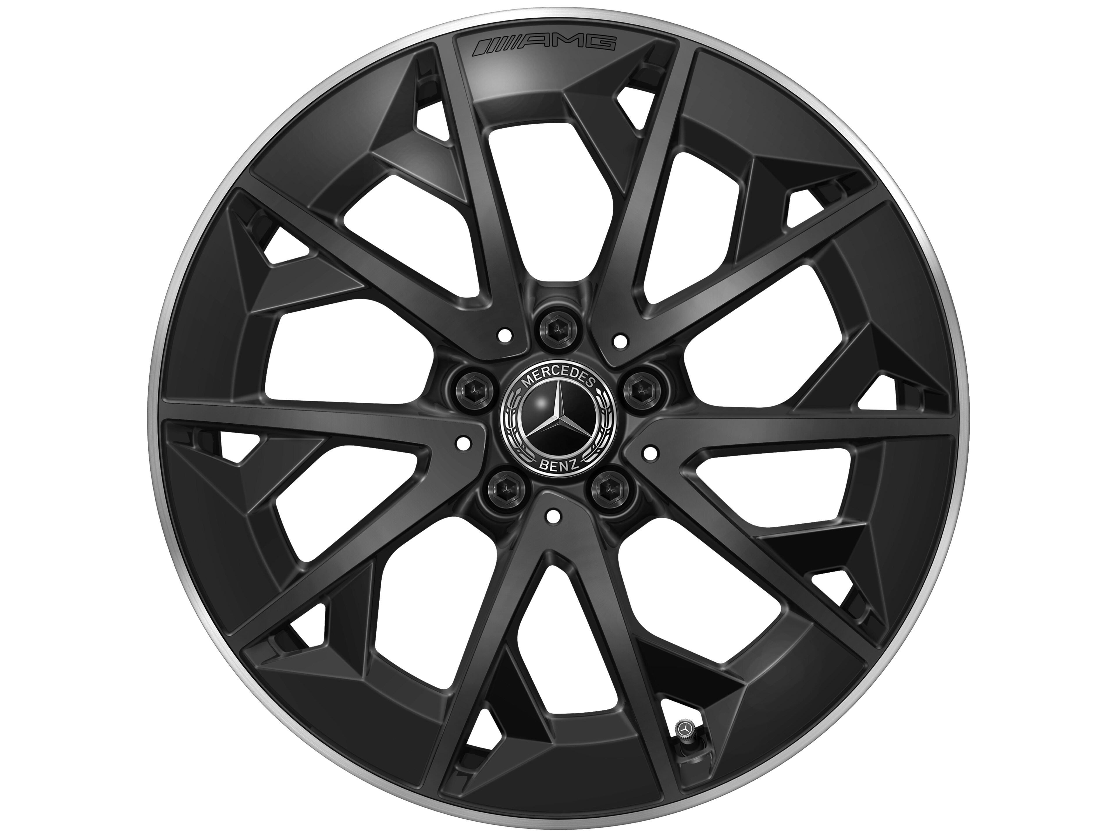 Cerchio in lega leggera AMG, con design a razze incrociate, 48,3 cm (19 pollici) - 7,5 J x 19 ET 48,4, nero opacizzato, Bordo del cerchio tornito a specchio