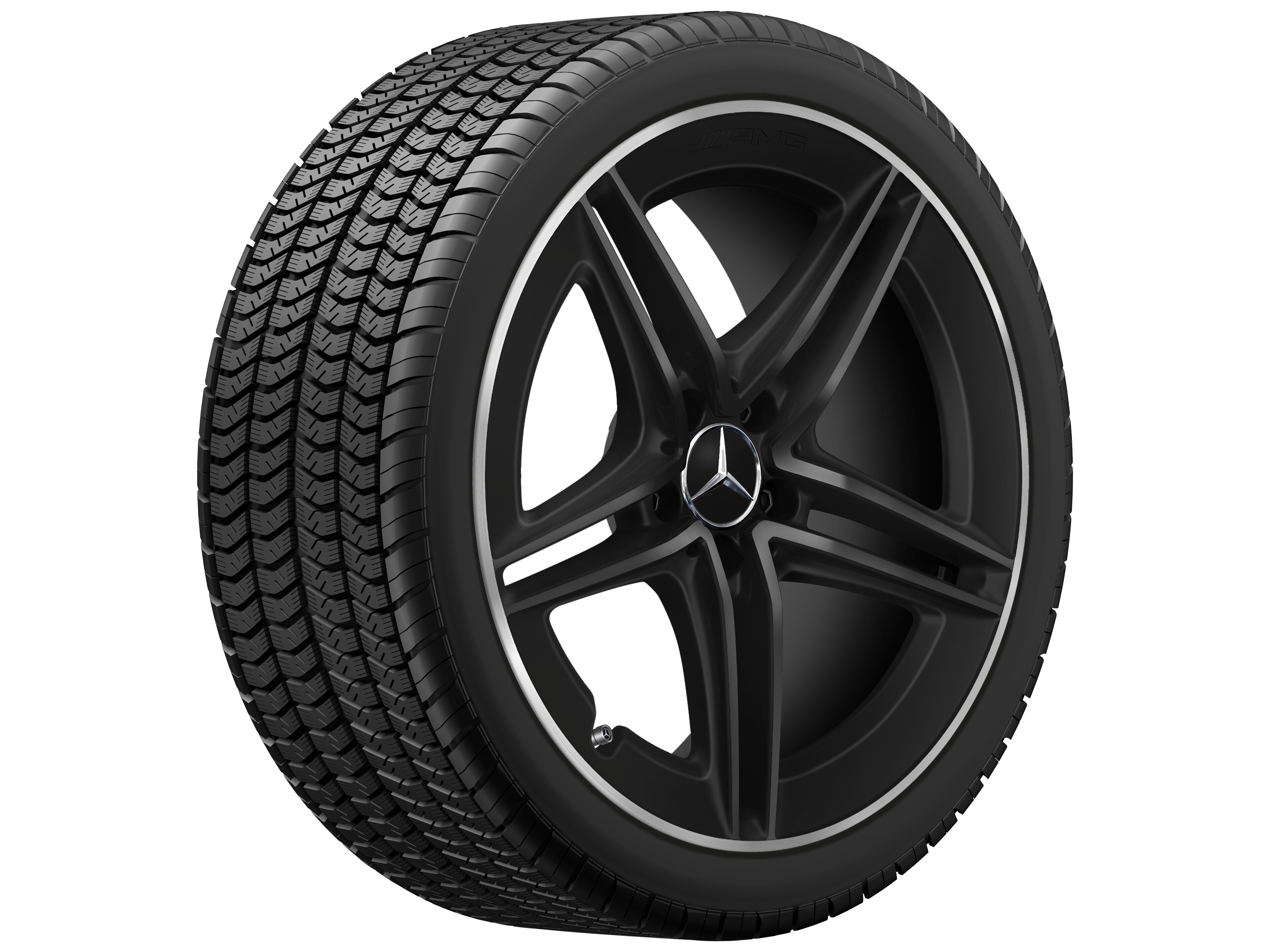Cerchio a 5 doppie razze AMG, 48,3 cm (19 pollici), Bordo del cerchio tornito a specchio - 9 J x 19 ET 52, nero opacizzato