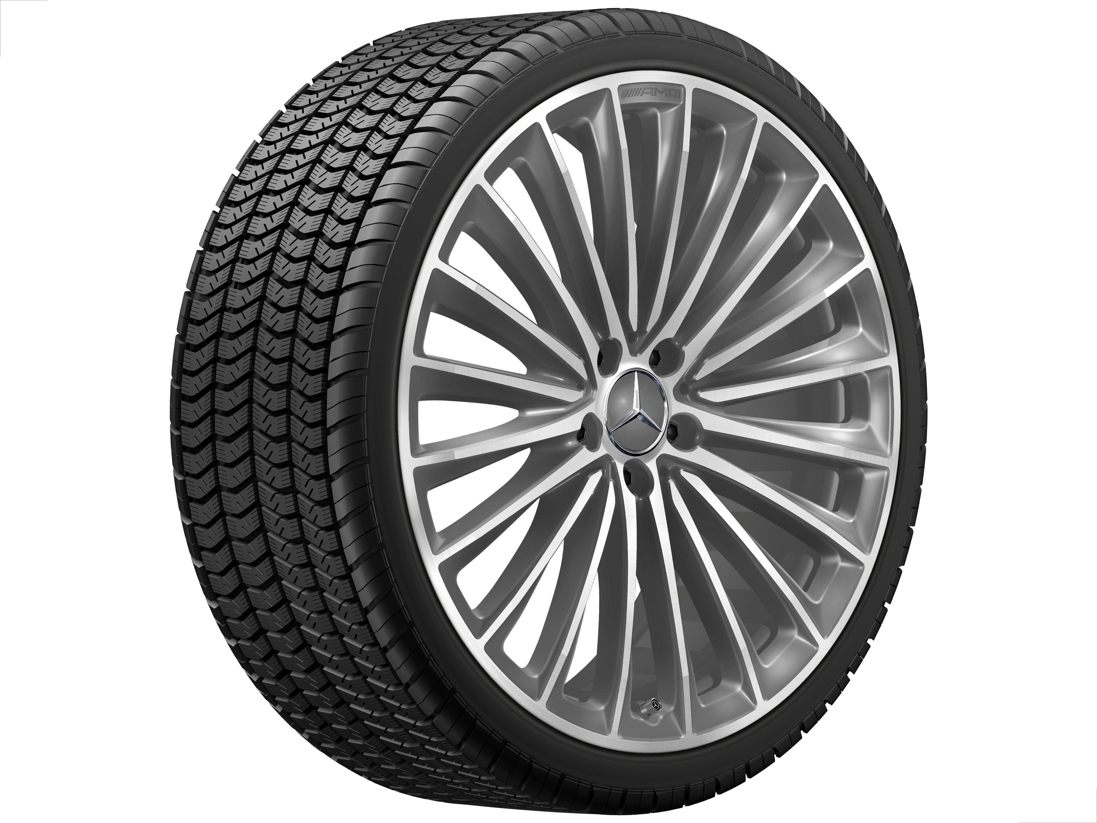 Cerchio in lega leggera AMG, con design a razze multiple, 53,3 cm (21 pollici) - 9 J x 21 ET 50, grigio Himalaya, Tornitura a specchio