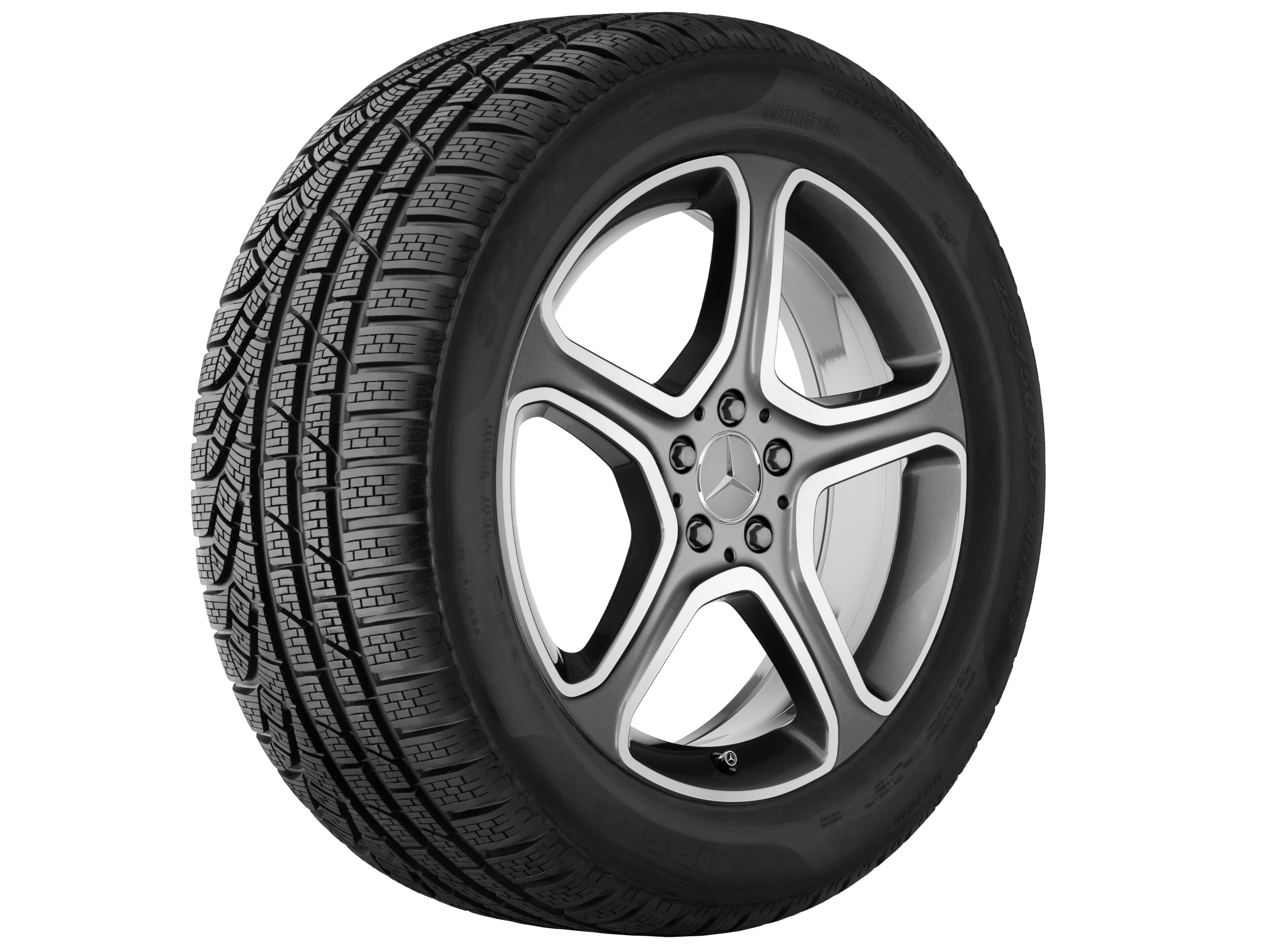 Cerchio a 5 razze, 48,3 cm (19 pollici) - 7,5 J x 19 ET 47, grigio Himalaya, Tornitura a specchio
