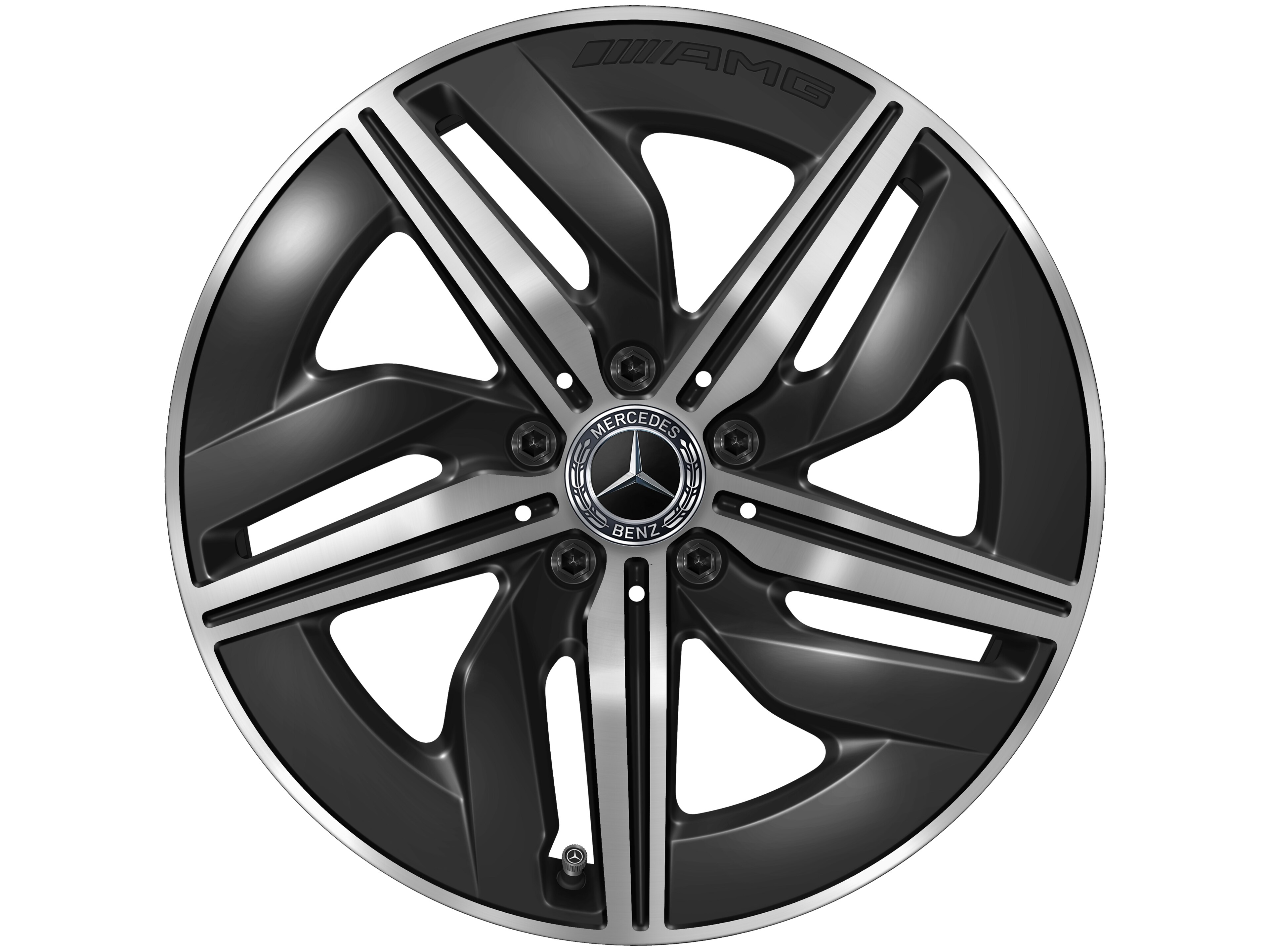 Cerchio a 5 razze AMG, 45,7 cm (18 pollici) - 7,5 J x 18 ET 48,4, colore nero, Tornitura a specchio