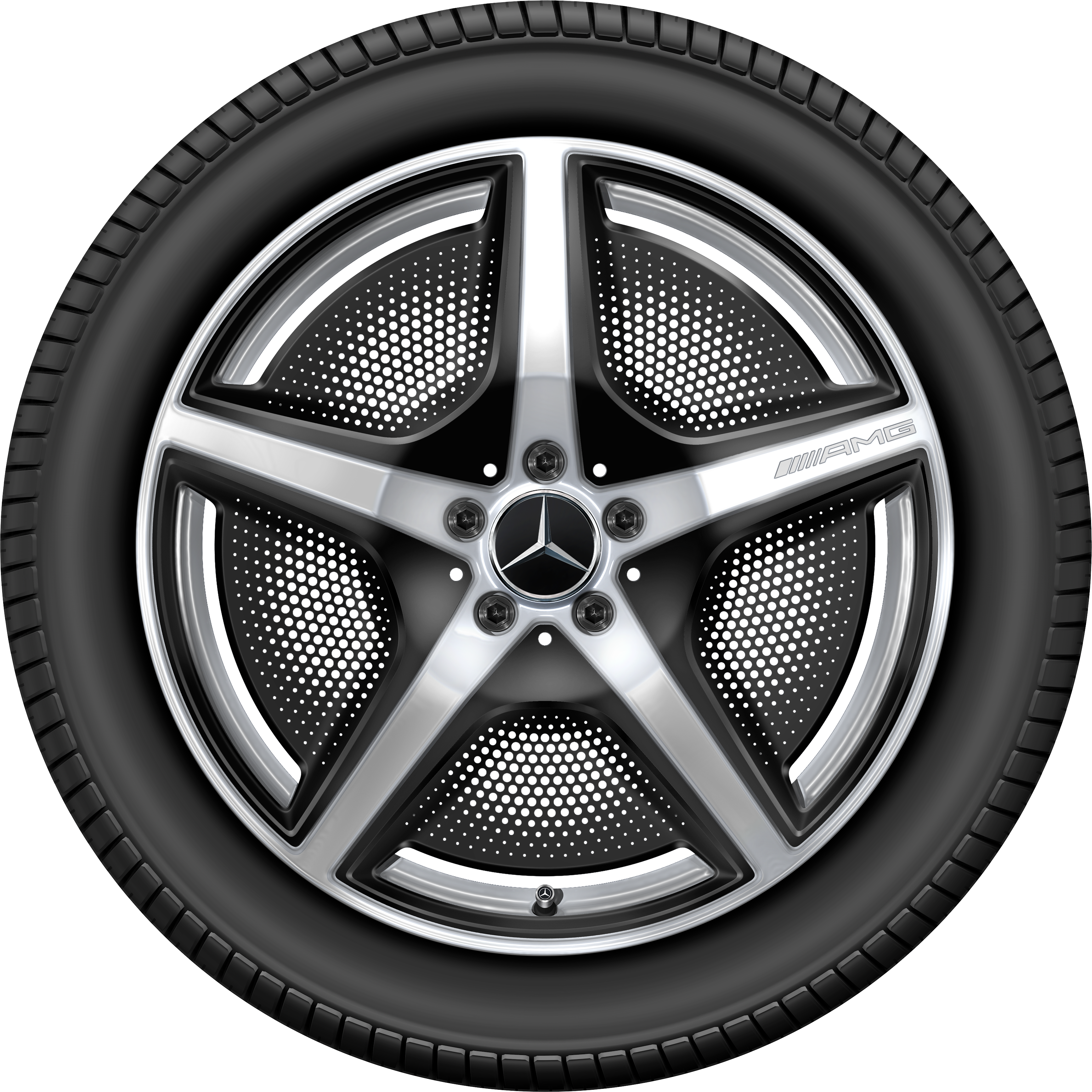 Cerchio a 5 razze AMG, 50,8 cm (20 pollici) - 10 J x 20 ET 66, argento vanadio, lucido