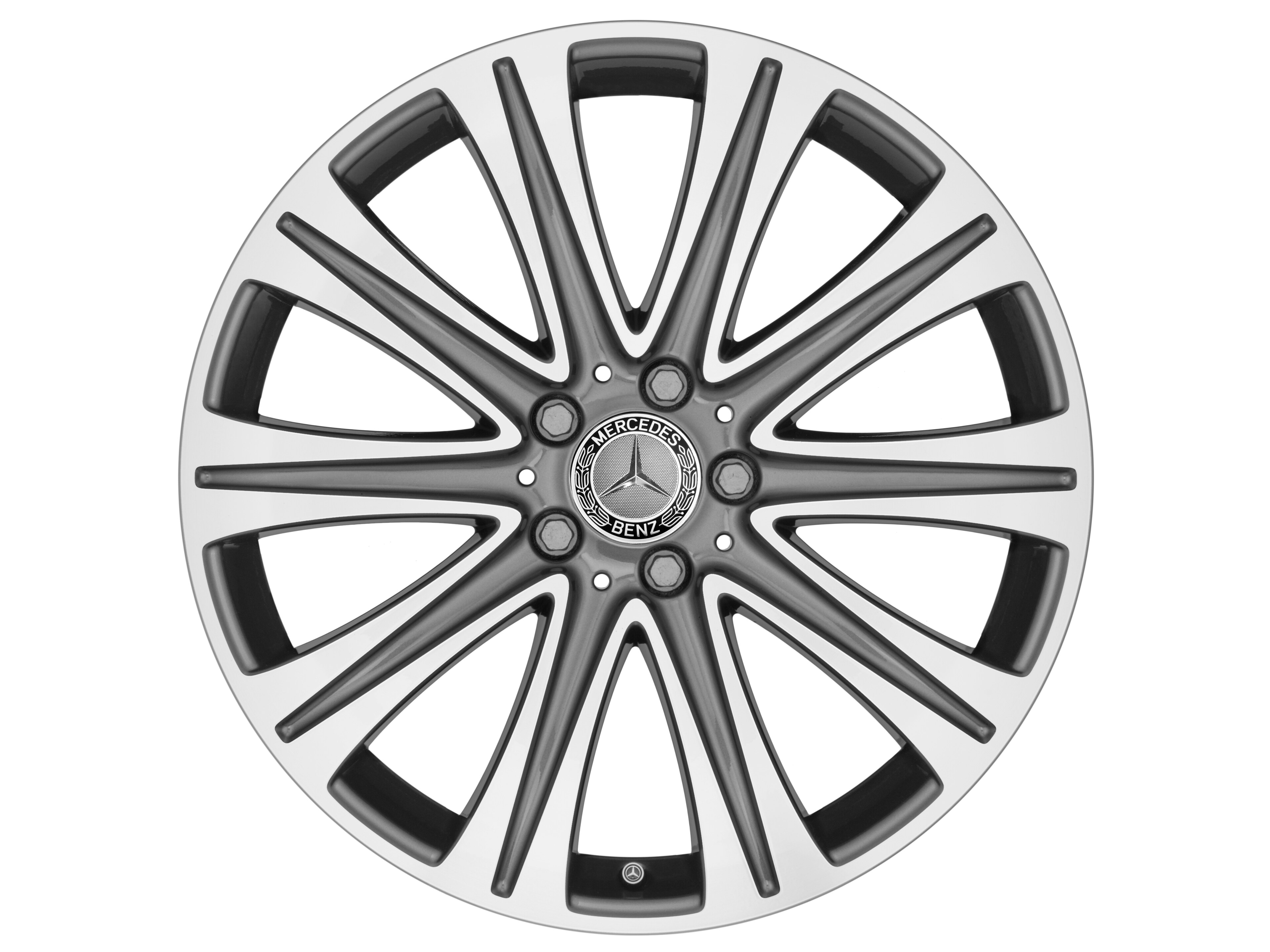 Cerchio a 10 razze, 48,3 cm (19 pollici) - 8 J x 19 ET 43, grigio tremolite metallizzato, Tornitura a specchio
