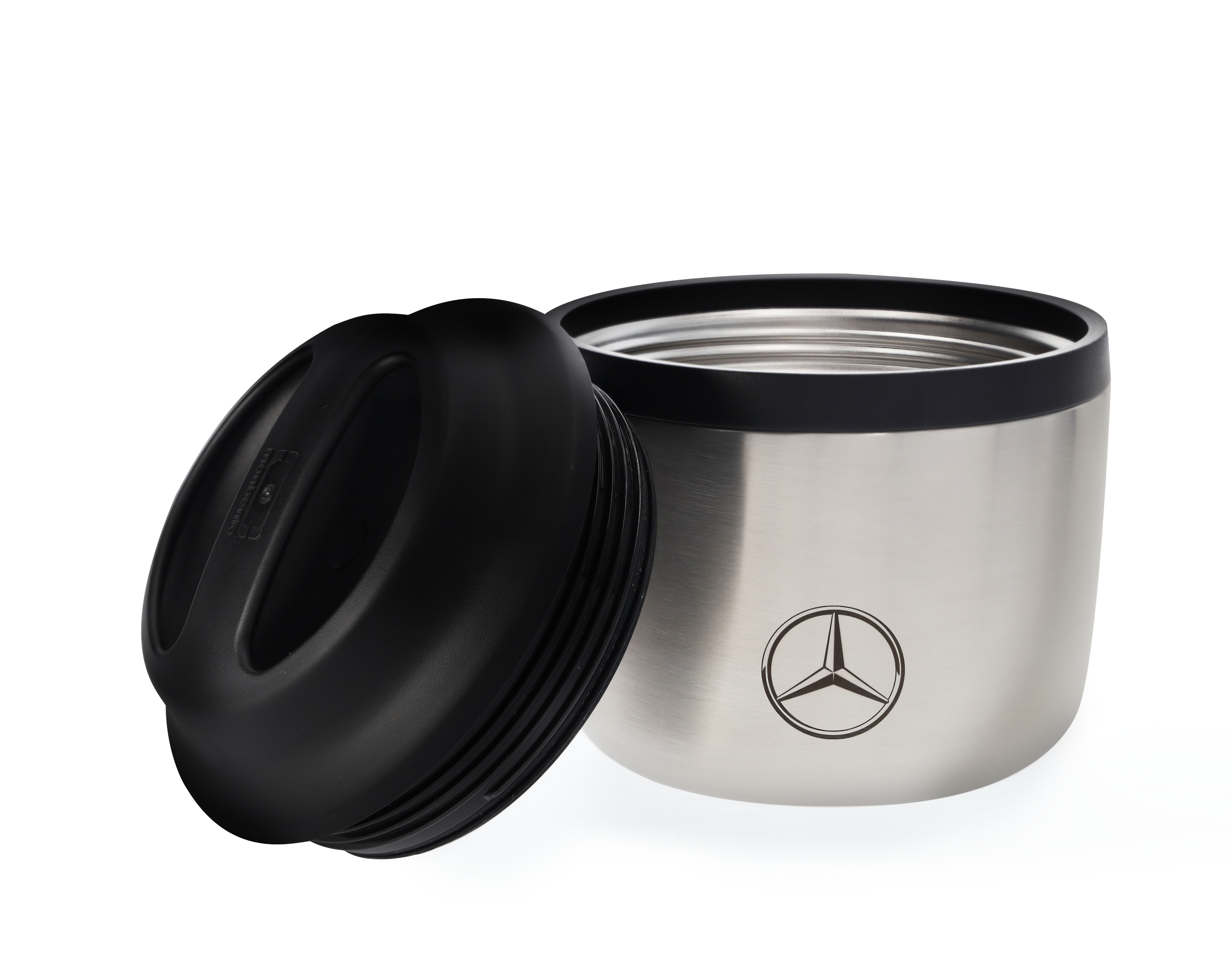 Isotherm-Lunchbox - schwarz-silber, Edelstahl / Polypropylen / Silikon, monbento®, 550 ml