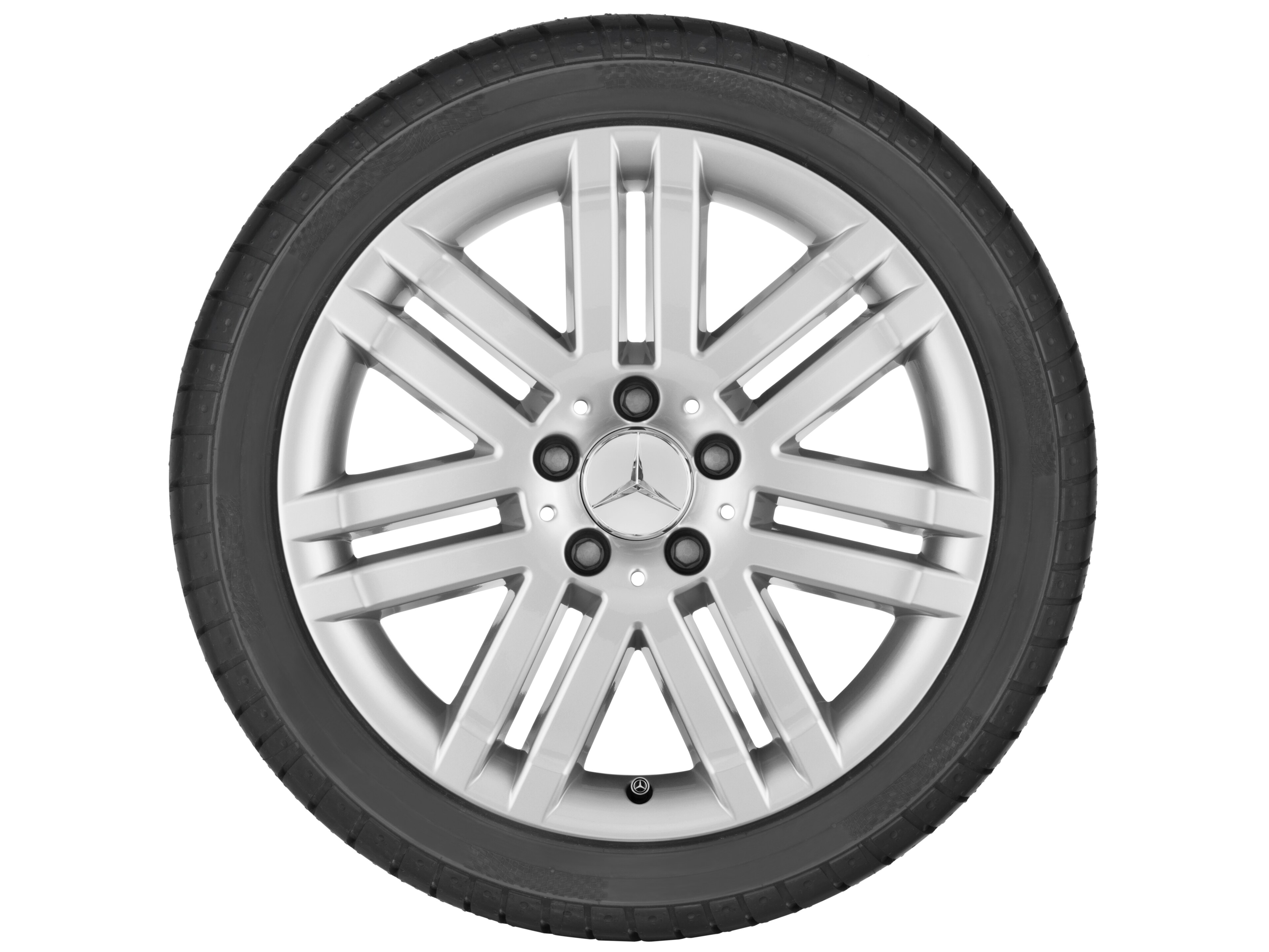 Cerchio a 7 doppie razze, 43,2 cm (17 pollici) - 8,5 J x 17 ET 58, argento titanio