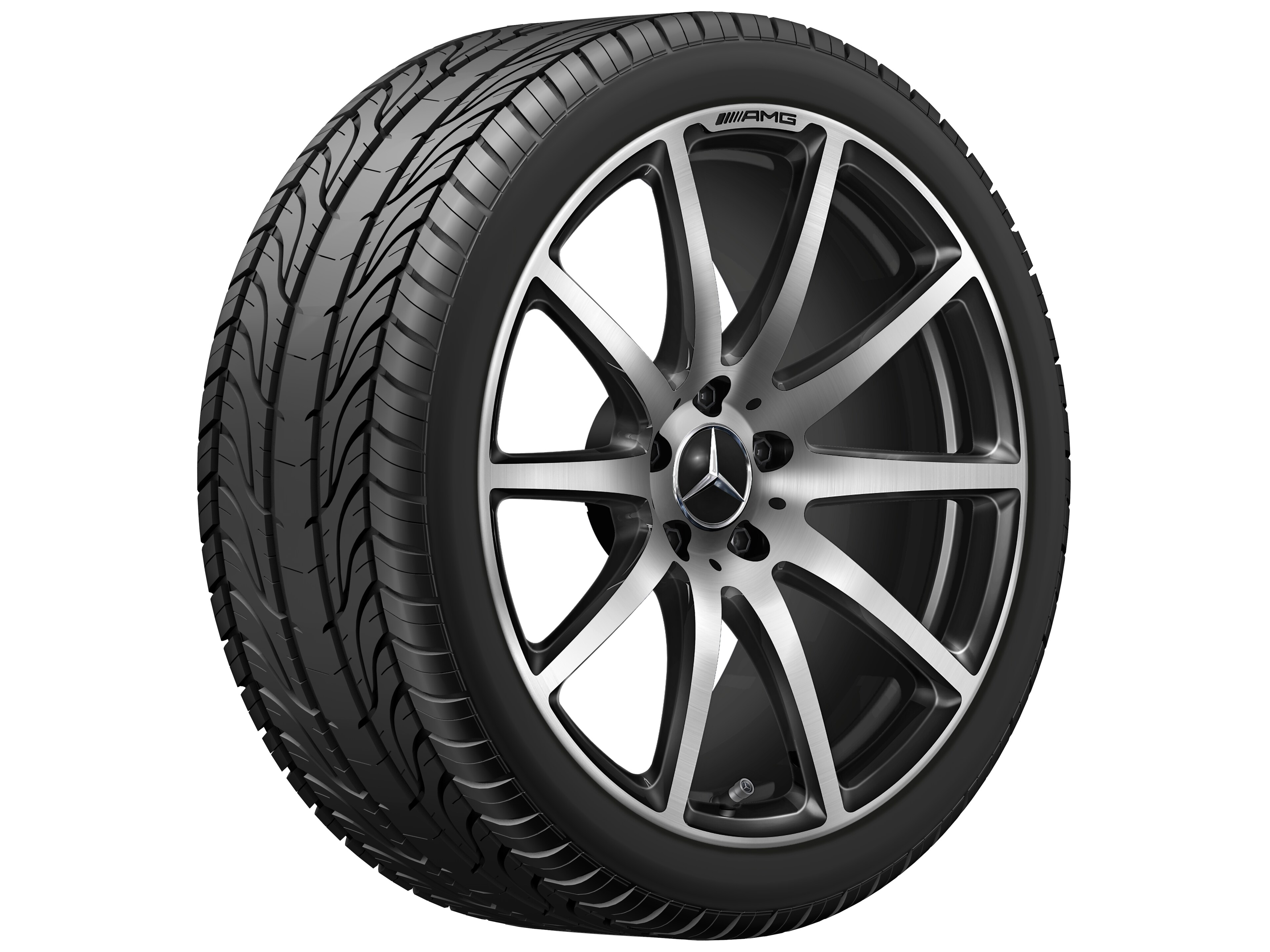 Cerchio fucinato AMG con design a 10 razze, 50,8 cm (20 pollici) - 10 J x 20 ET 48, colore nero, Lucidato