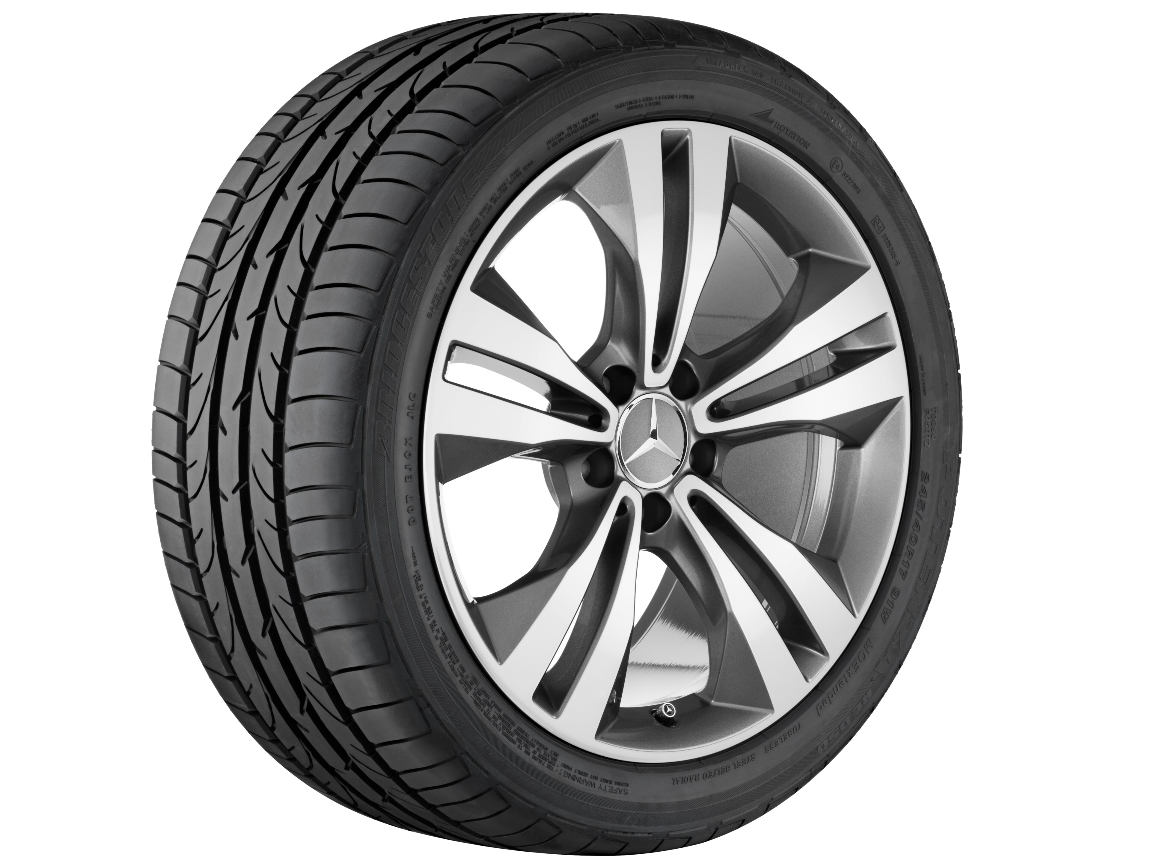 Cerchio a 5 doppie razze, 45,7 cm (18 pollici), con tornitura a specchio - 8,5 J x 18 ET 34,5, grigio Himalaya, Tornitura a specchio