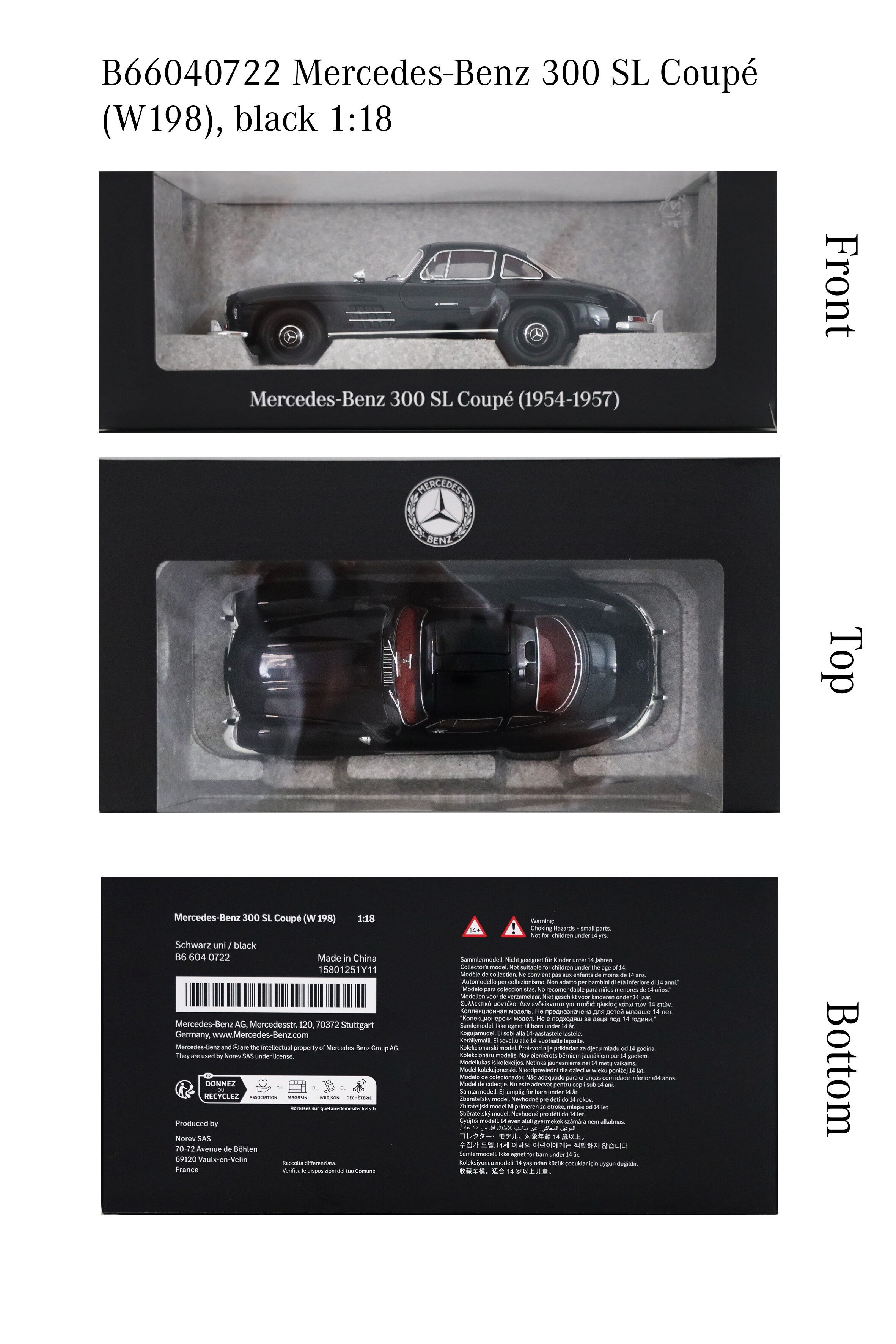 300 SL Coupé (1954-1963) W 198 - colore nero, Norev, 1:18