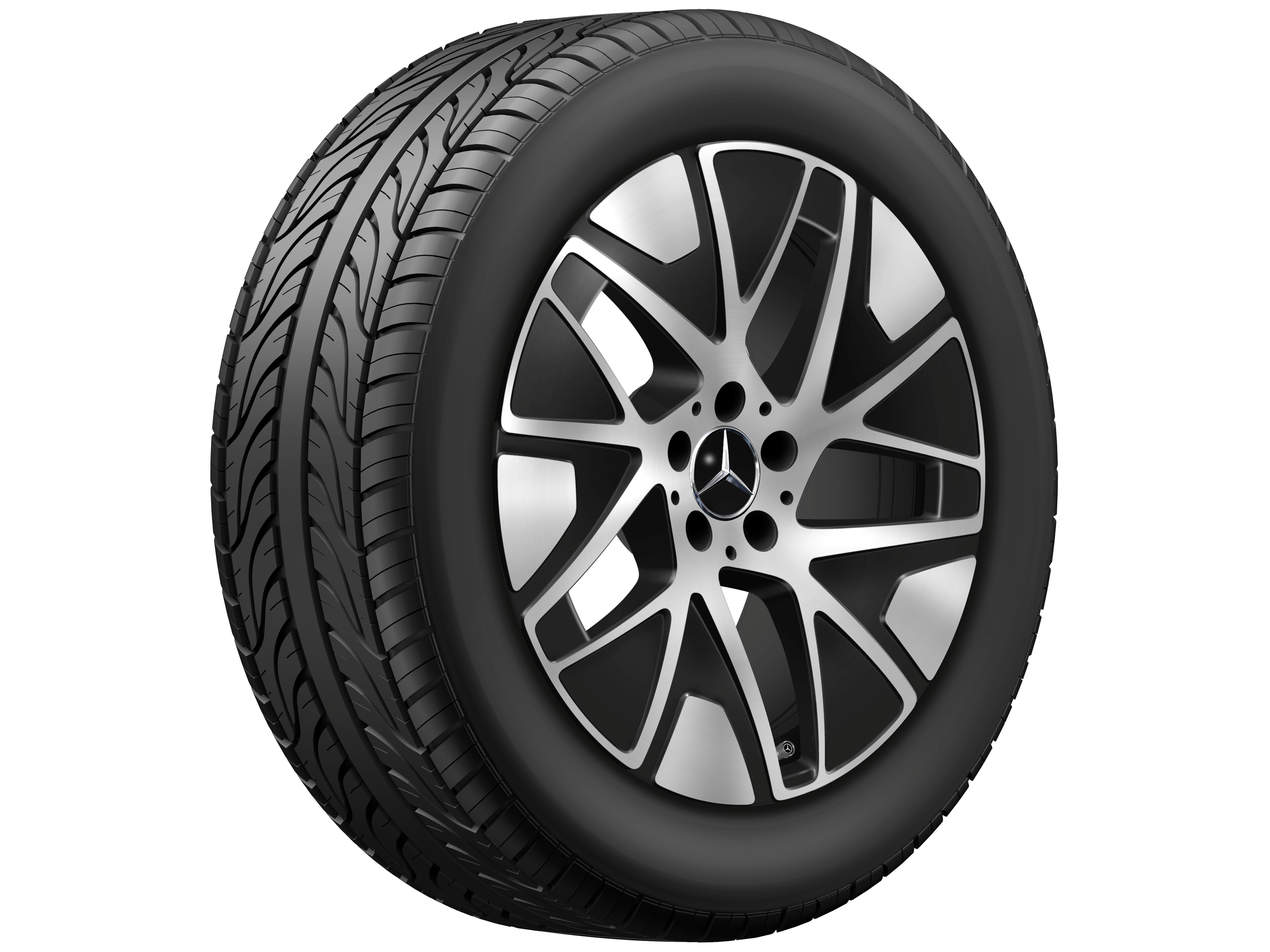 Cerchio a 5 triple razze, Aero, 48,3 cm (19 pollici) - 9 J x 19 ET 60,2, colore nero, Tornitura a specchio