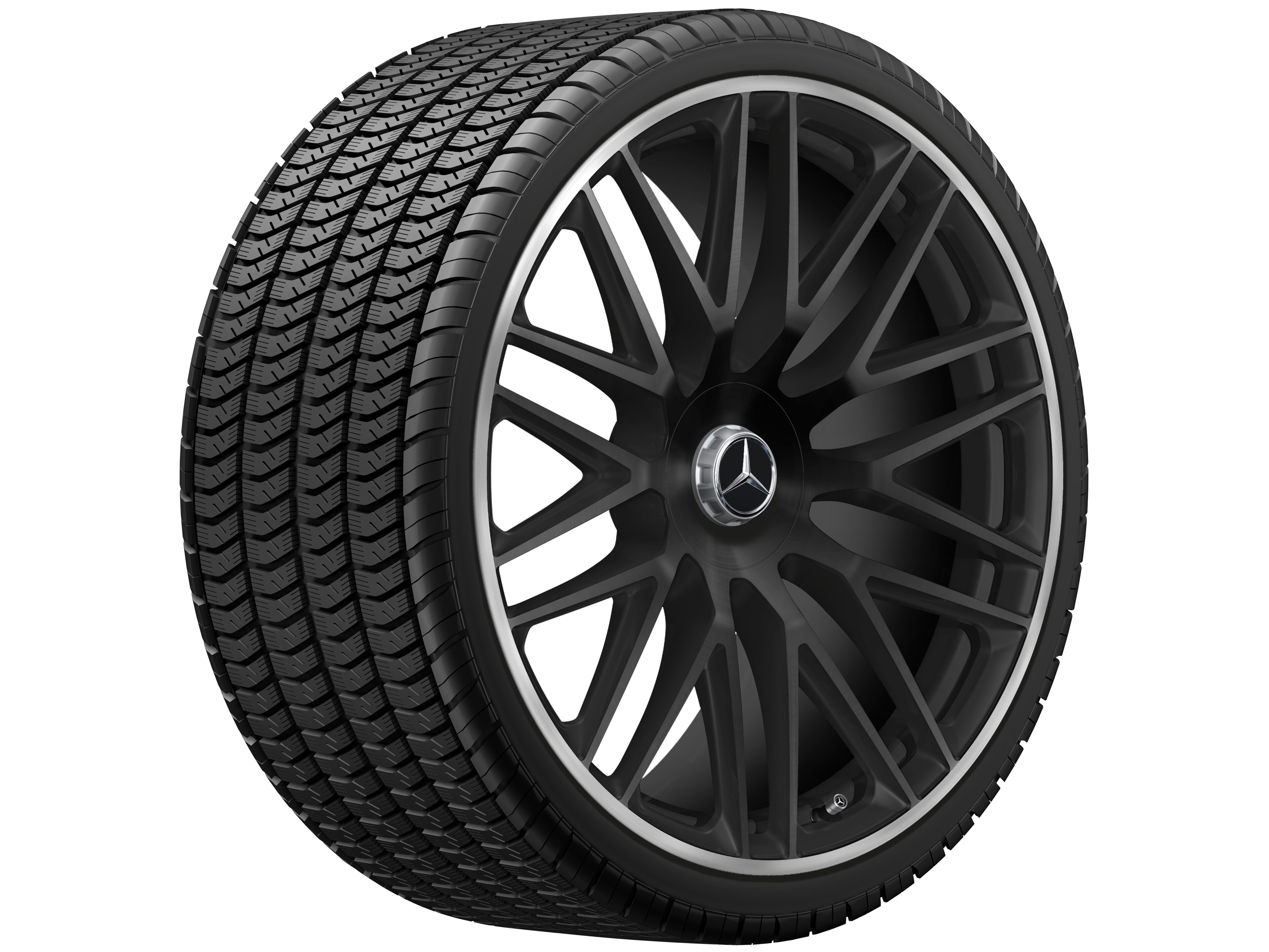 Cerchio fucinato AMG con design a razze multiple, 58,4 cm (23 pollici), Bordo del cerchio tornito a specchio - 11,5 J x 23 ET 47, nero opacizzato, Bordo del cerchio tornito a specchio
