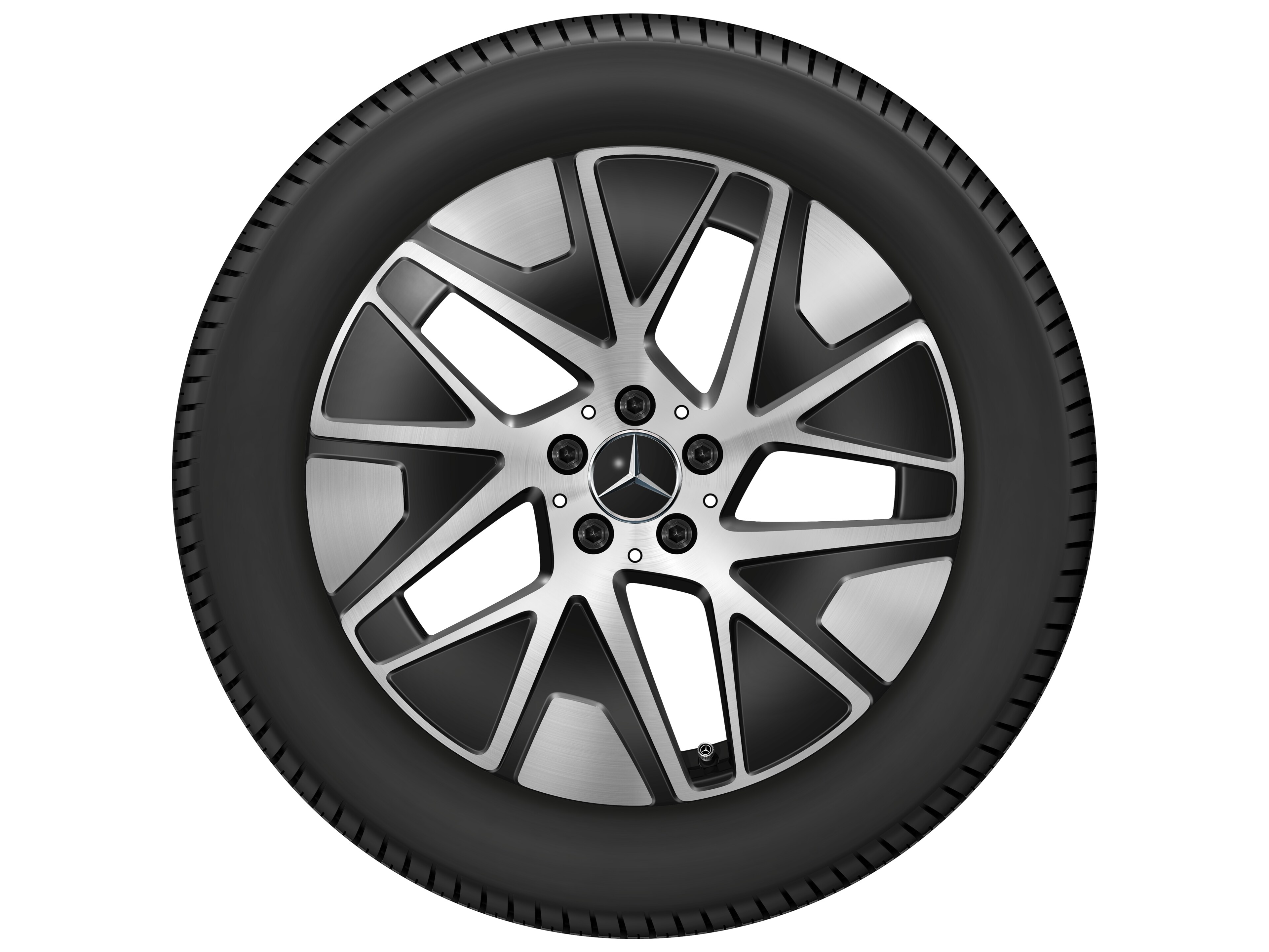 Cerchio a 5 triple razze, Aero, 48,3 cm (19 pollici) - 9 J x 19 ET 60,2, colore nero, Tornitura a specchio