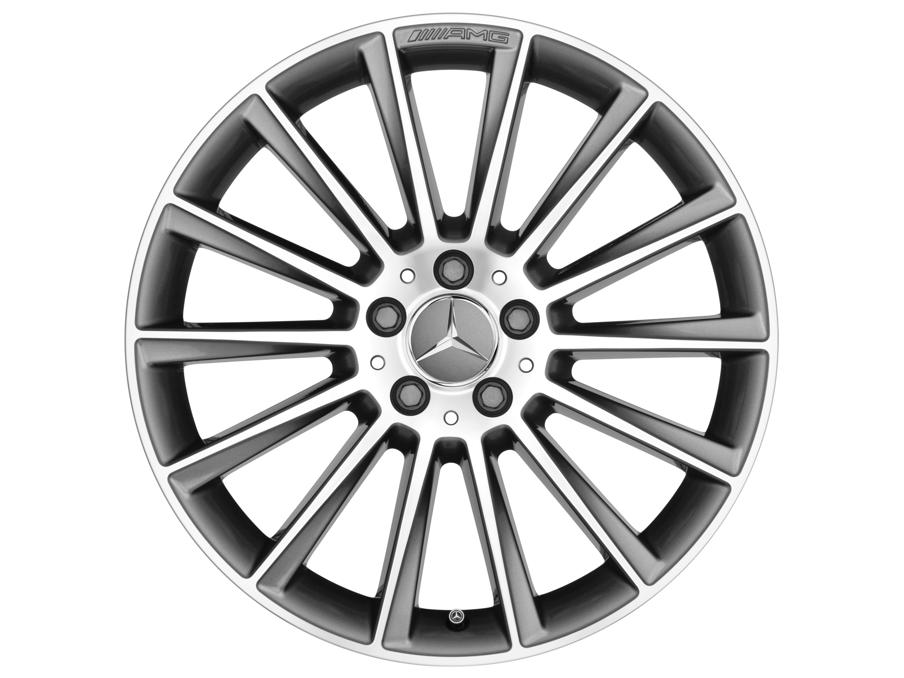 Cerchio a razze AMG, 48,3 cm (19 pollici) - 7,5 J x 19 ET 33, grigio titanio, Tornitura a specchio