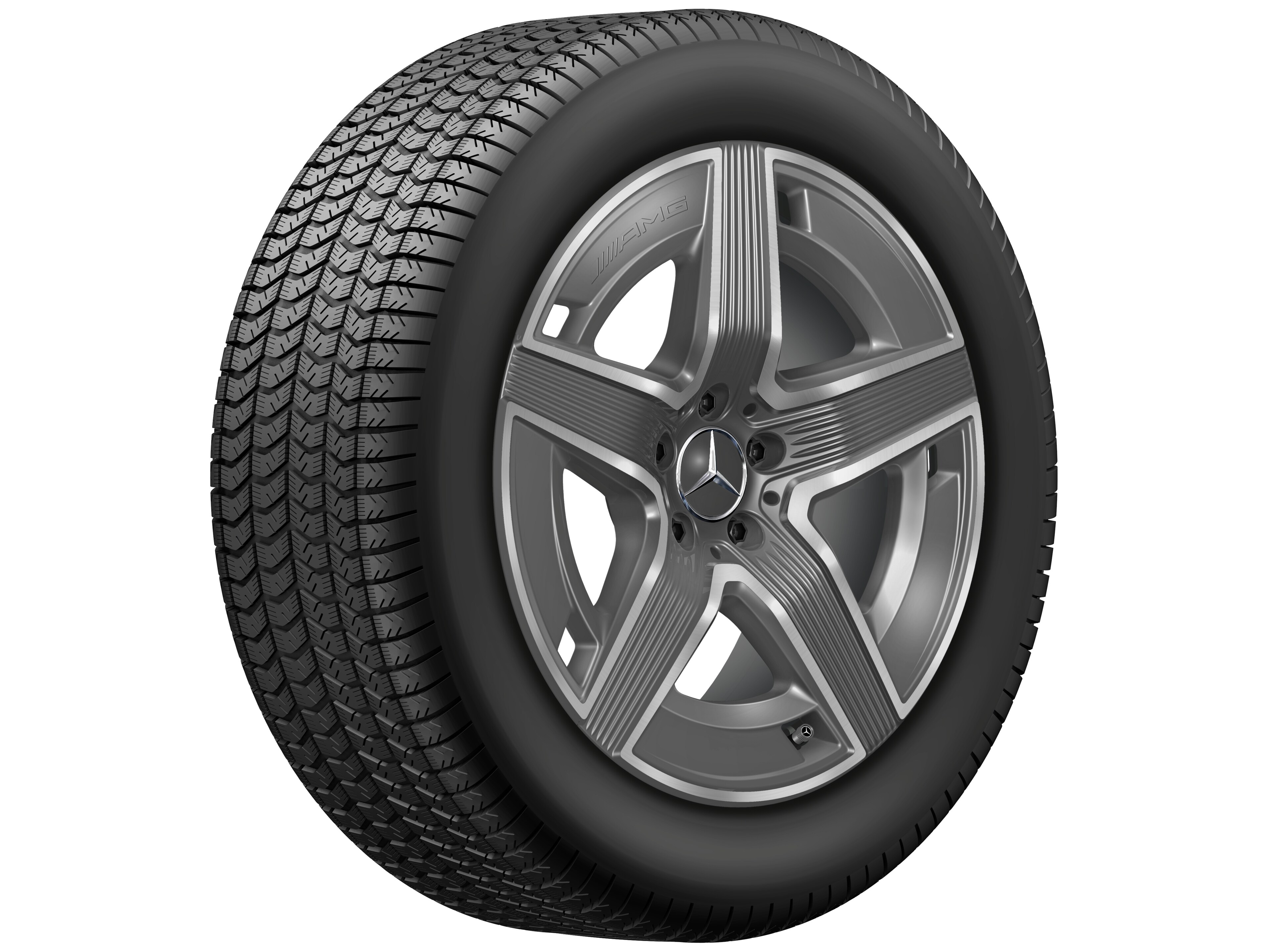 Cerchio a 5 razze AMG, 48,3 cm (19 pollici) - 9 J x 19 ET 30, Grigio tantalio, Tornitura a specchio