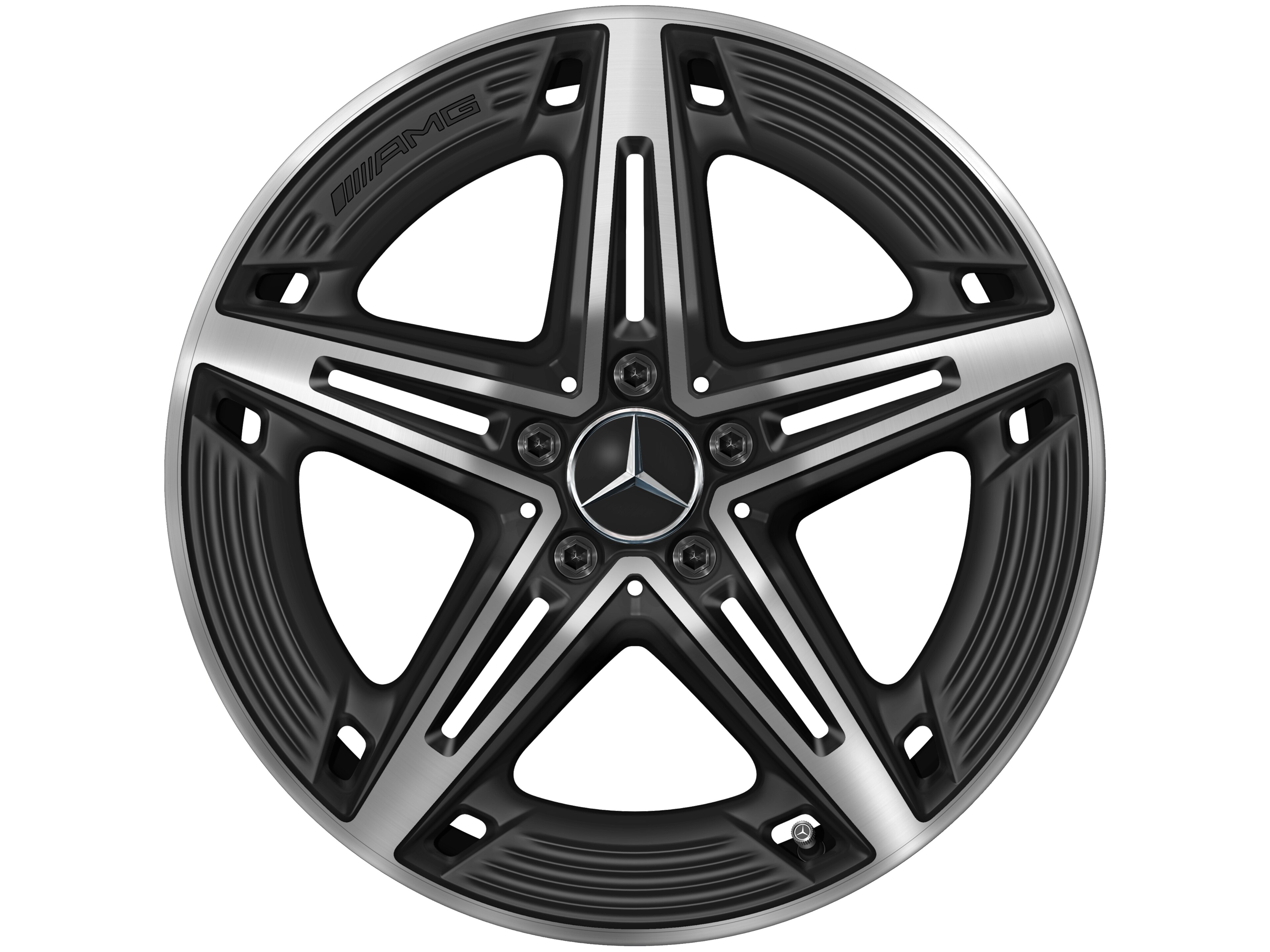 Cerchio a 5 razze AMG, 48,3 cm (19 pollici) - 8,5 J x 19 ET 46, nero opacizzato, Tornitura a specchio