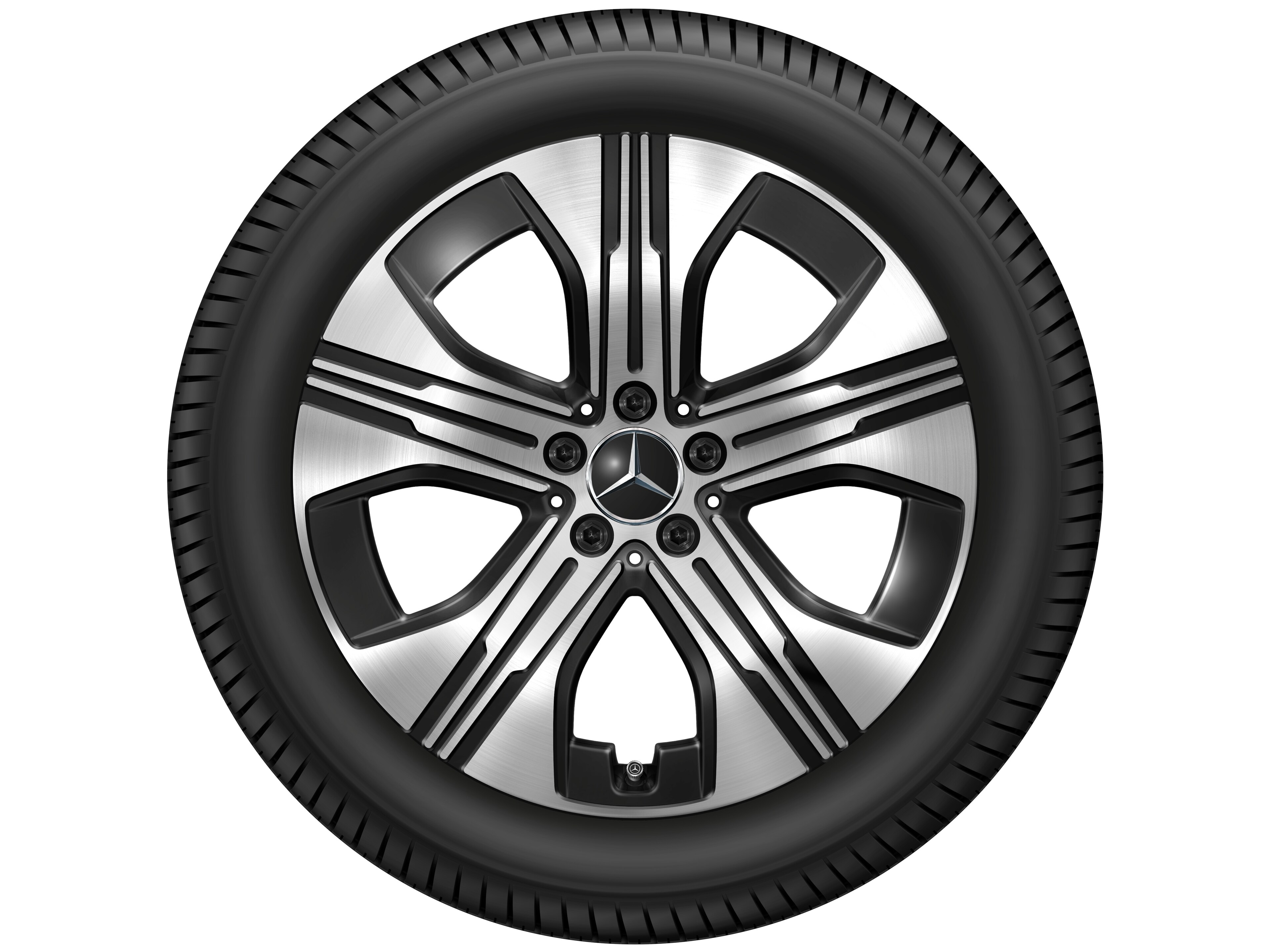 Cerchio a 5 fori, 48,3 cm (19 pollici) - 7,5 J x 19 ET 53,5, colore nero, Tornitura a specchio