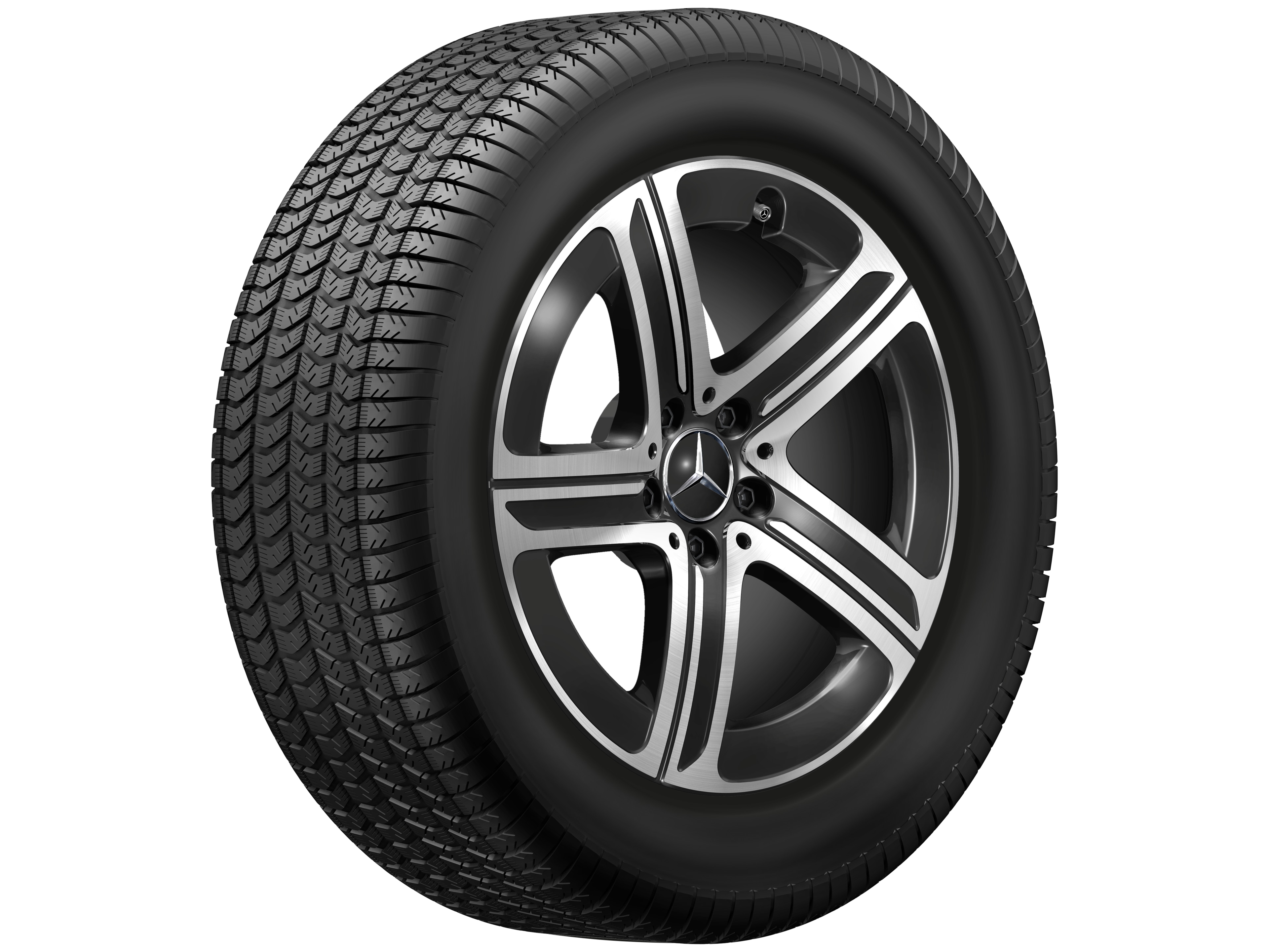 Cerchio a 5 razze, Aero, 45,7 cm (18 pollici), con tornitura a specchio - 9 J x 18 ET 30, colore nero, Tornitura a specchio