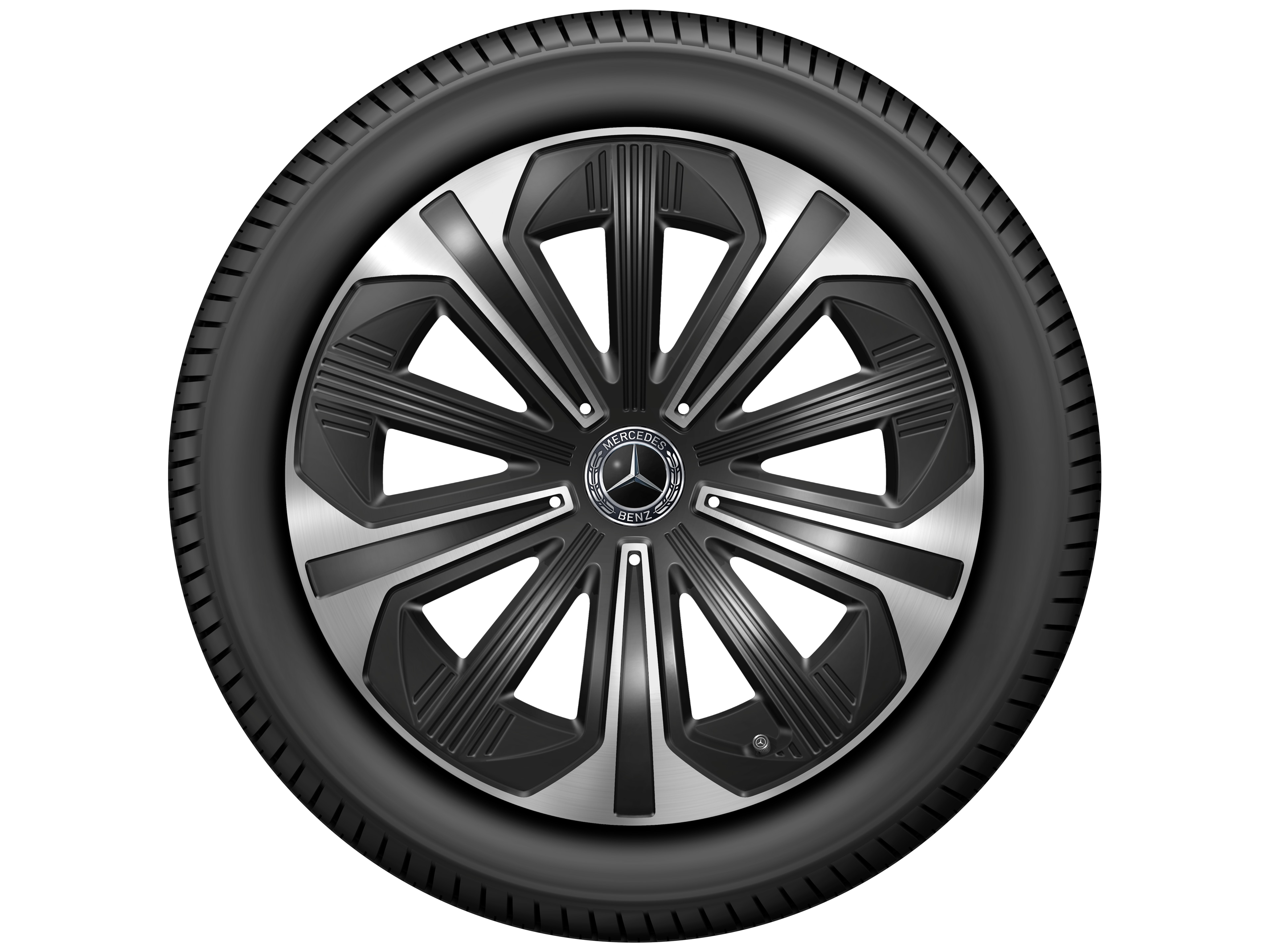 Cerchio a 5 razze, 48,3 cm (19 pollici) - 9,5 J x 19 ET 51, colore nero, Tornitura a specchio