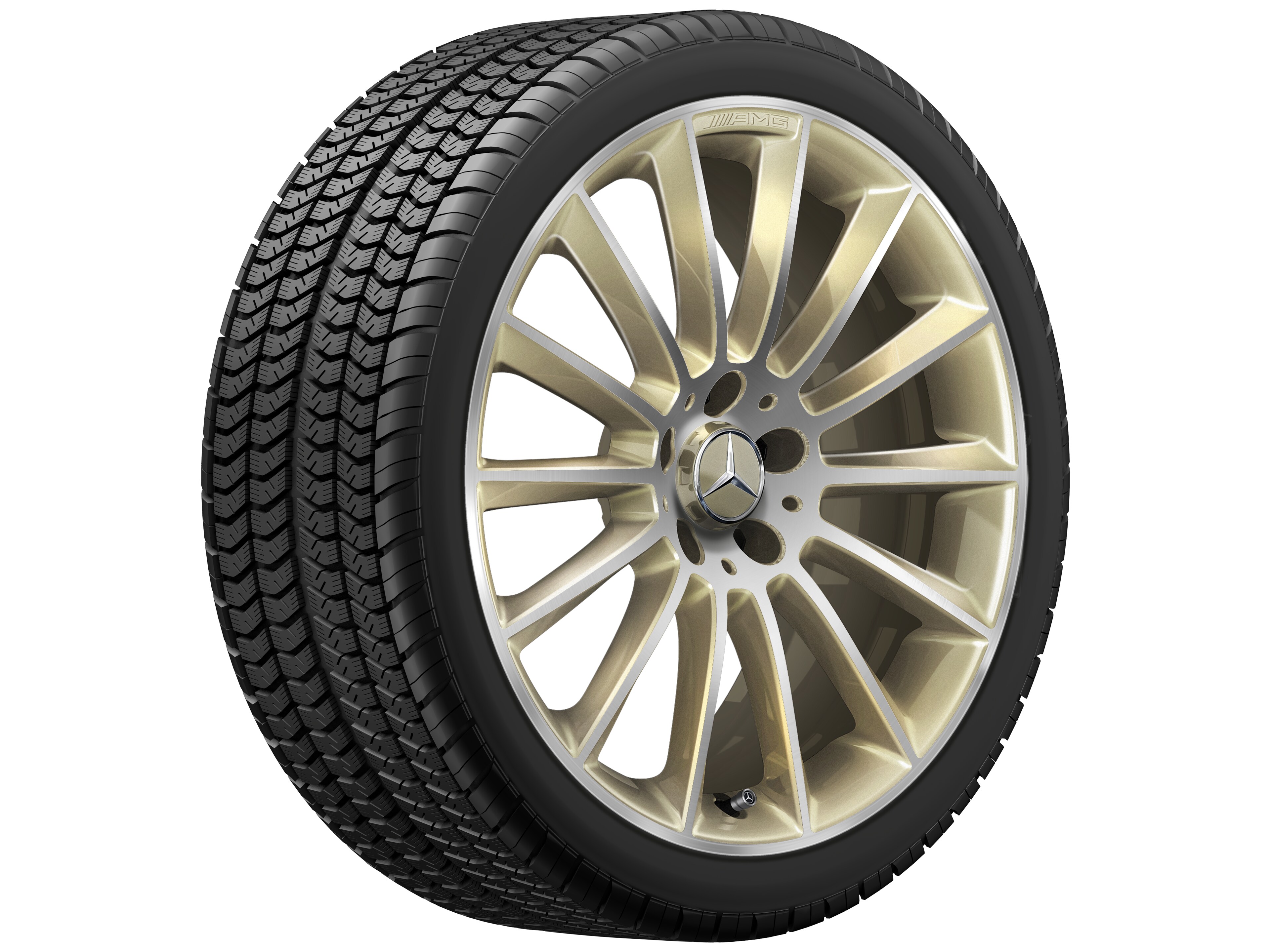 Cerchio a razze AMG, 48,3 cm (19 pollici) - 8 J x 19 ET 40, oro, Tornitura a specchio