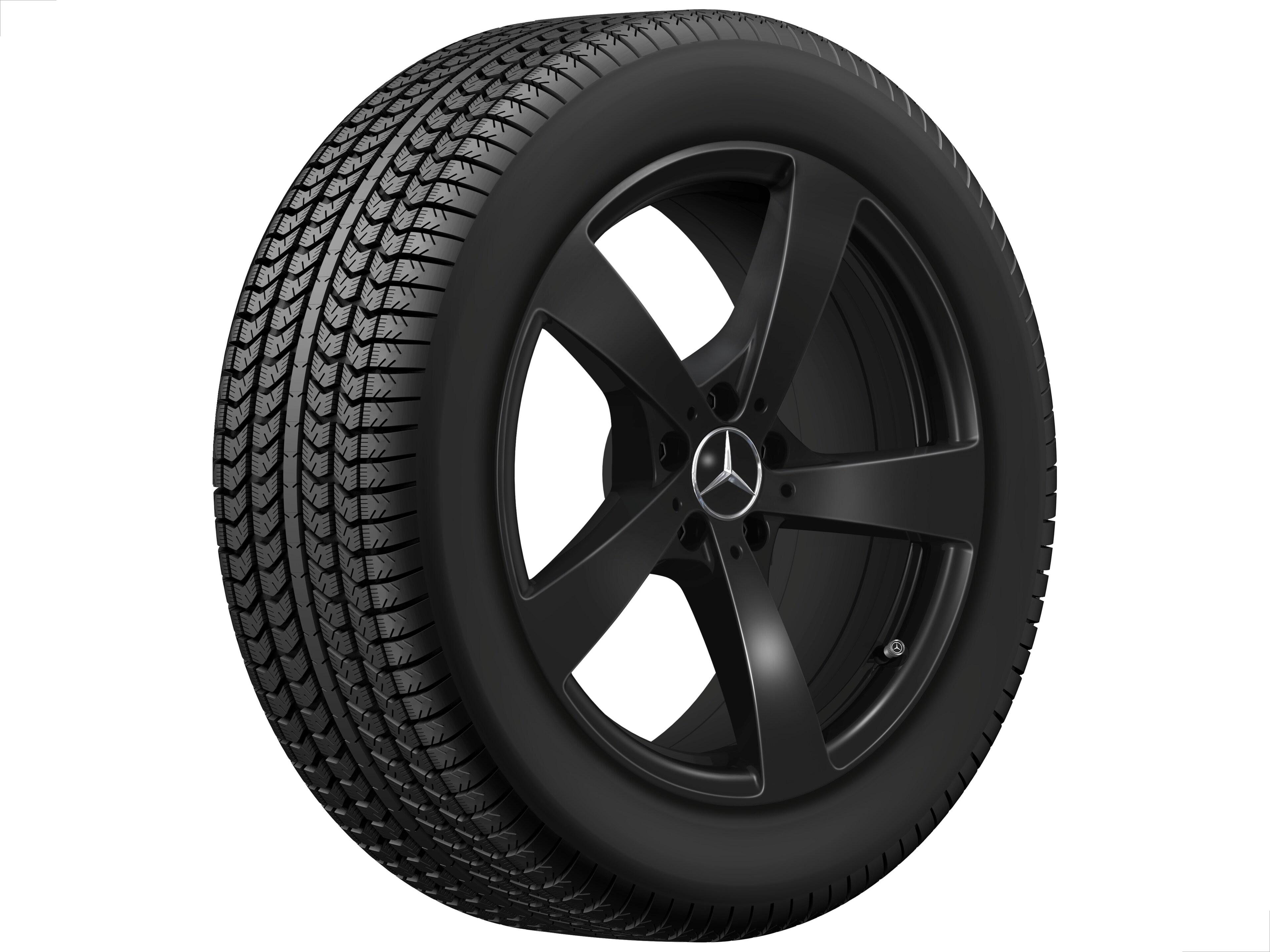 Cerchio a 5 razze, Aero, 48,3 cm (19 pollici) - 9 J x 19 ET 60,2, colore nero, verniciato